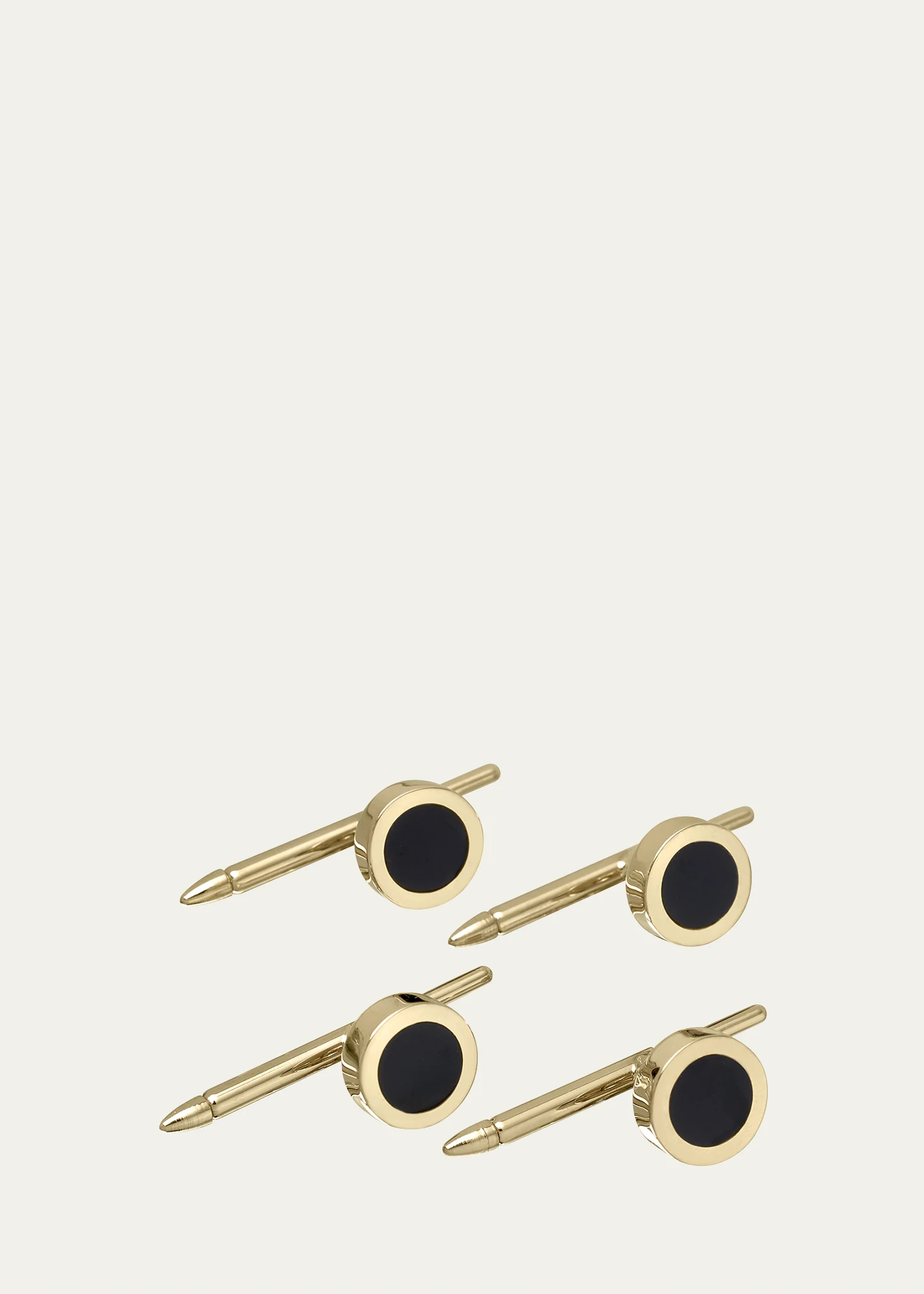 Men's 14K Gold Black Onyx Shirt Studs 2 Men's 14K Gold Black Onyx Shirt Studs
