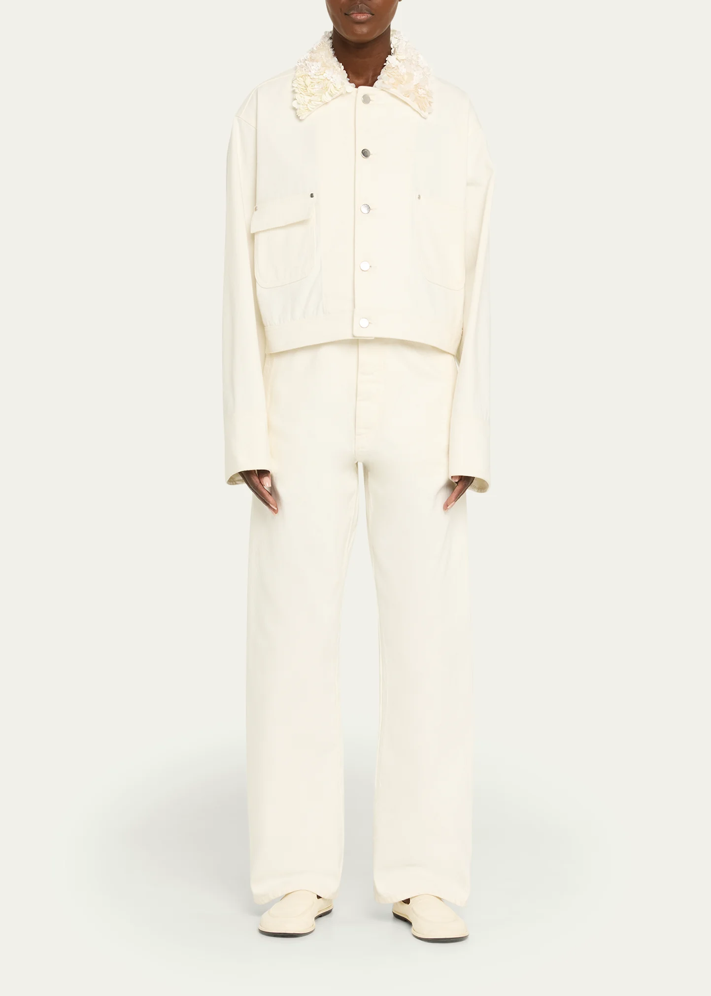 Belted Straight-Leg Denim Trousers