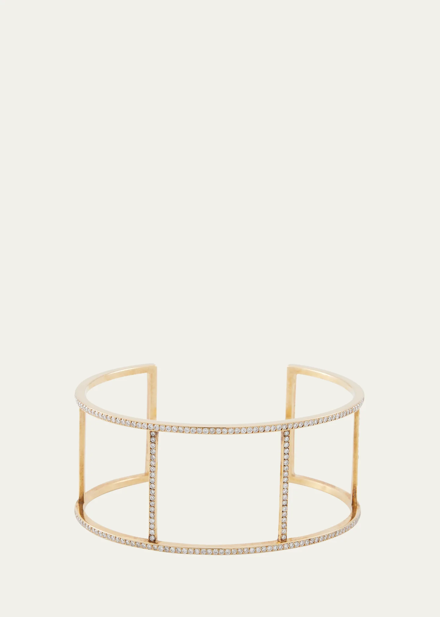 18K Yellow Gold Wire Cuff with Diamonds