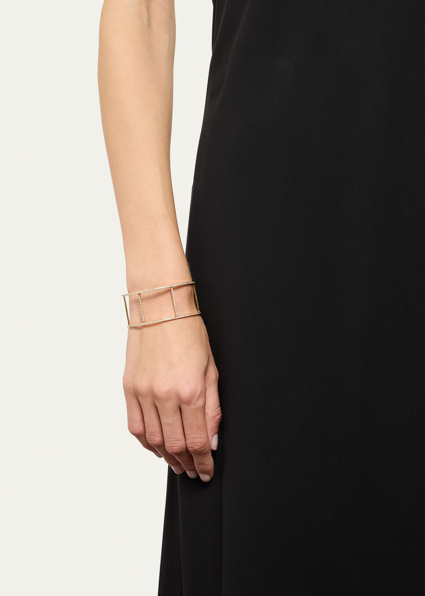 18K Yellow Gold Wire Cuff with Diamonds
