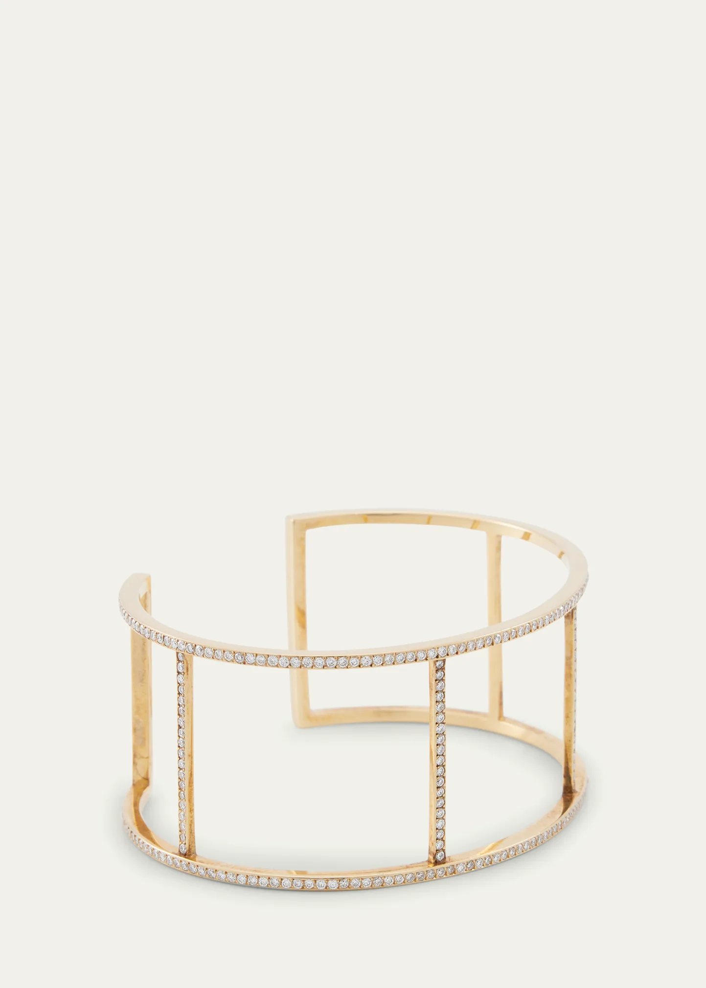 18K Yellow Gold Wire Cuff with Diamonds