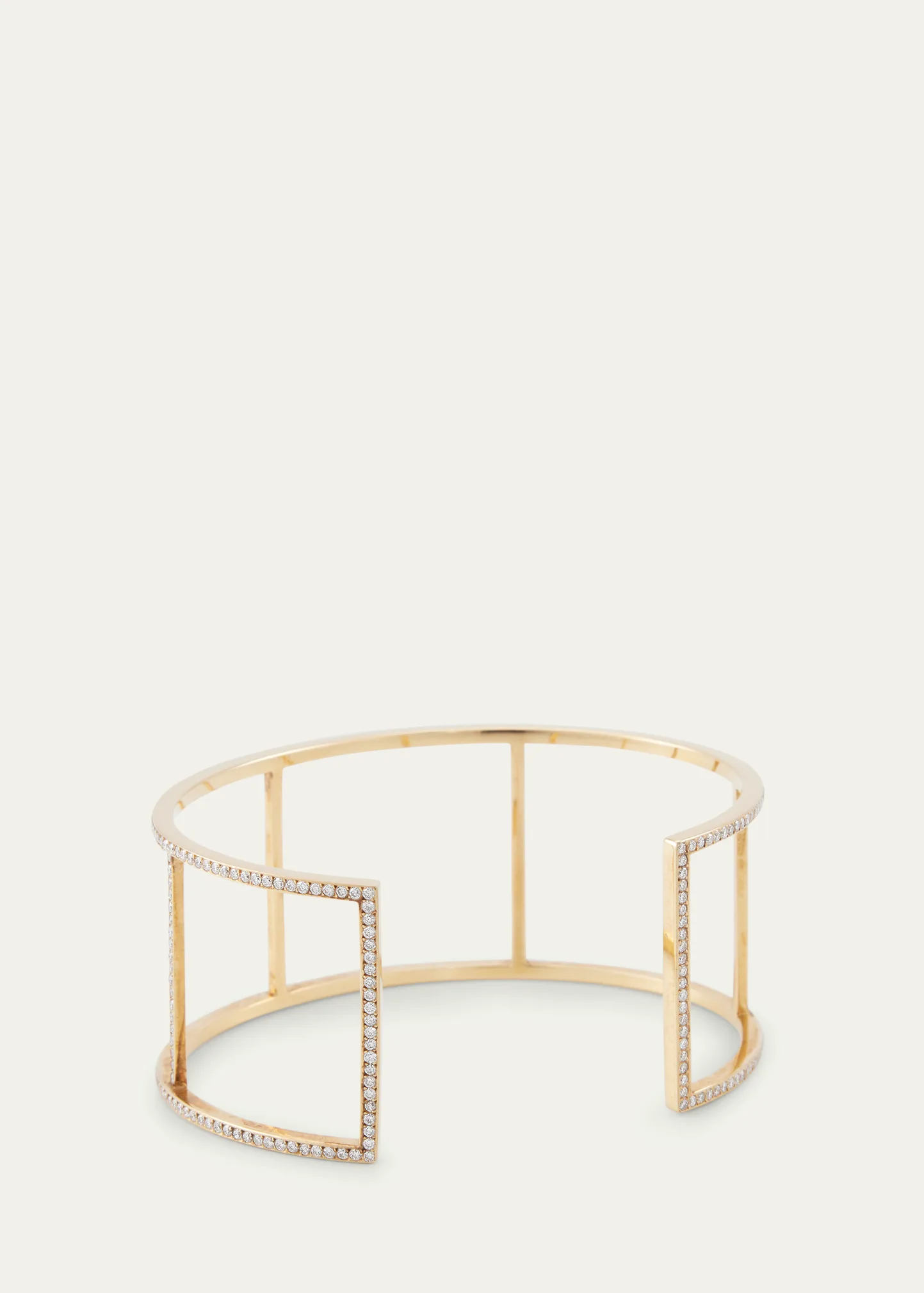18K Yellow Gold Wire Cuff with Diamonds