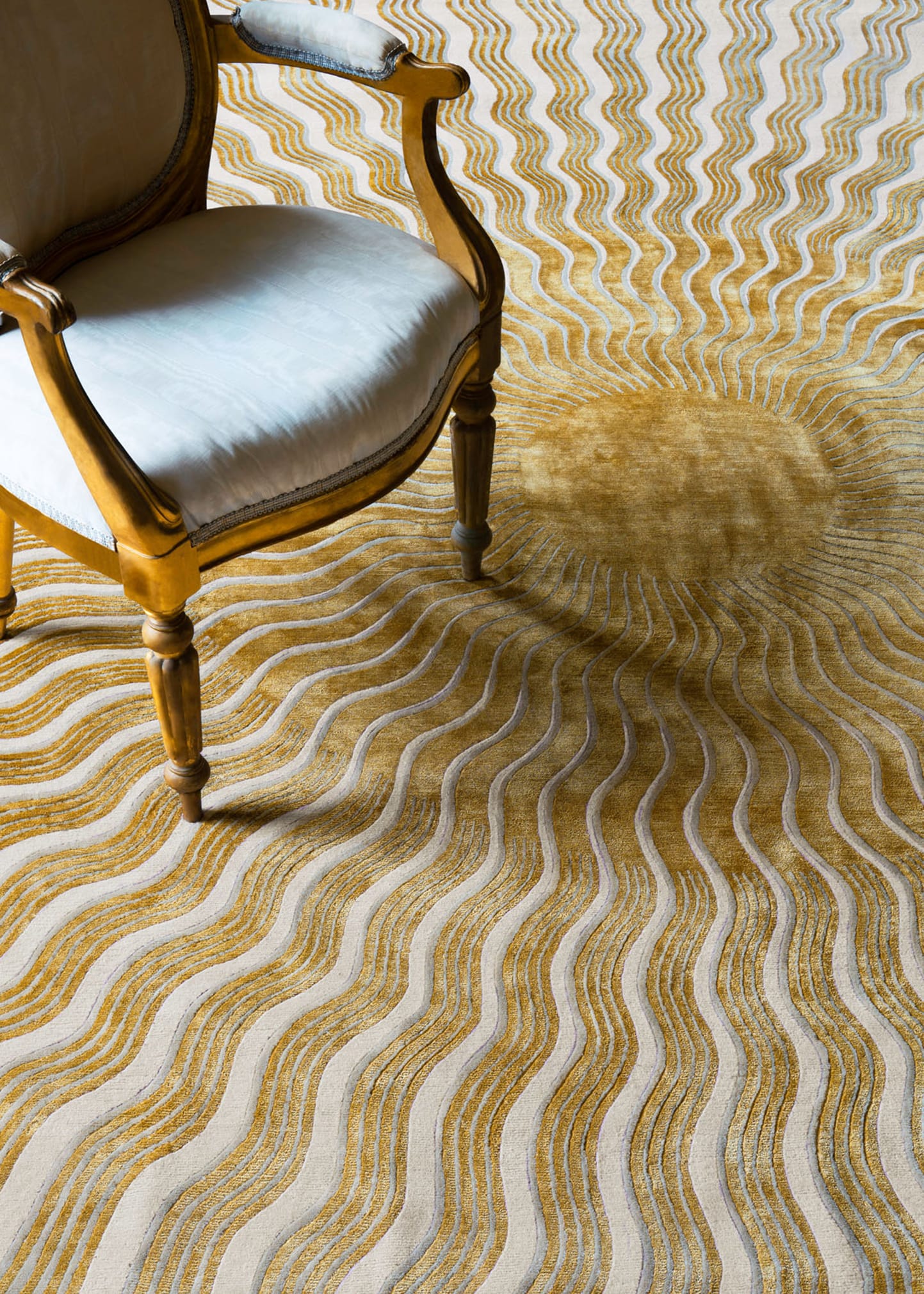Sunray Gold Hand-Knotted Rug, 6' x 9'