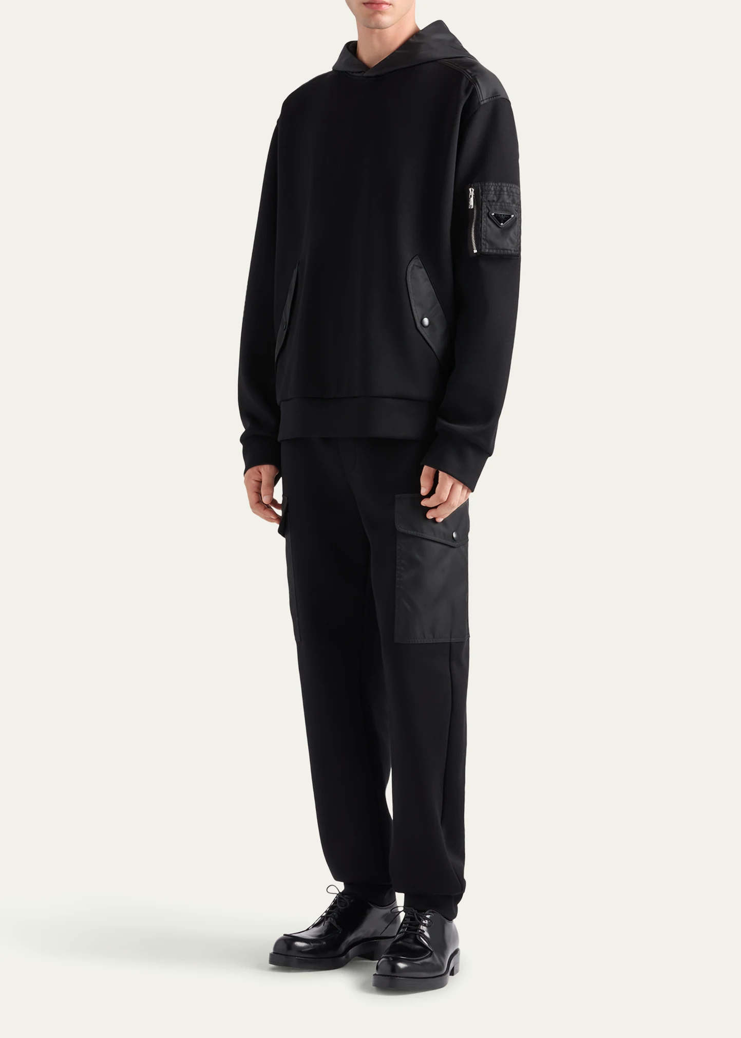 Men's Tonal Cotton and Nylon Hoodie 10 Men's Tonal Cotton and Nylon Hoodie