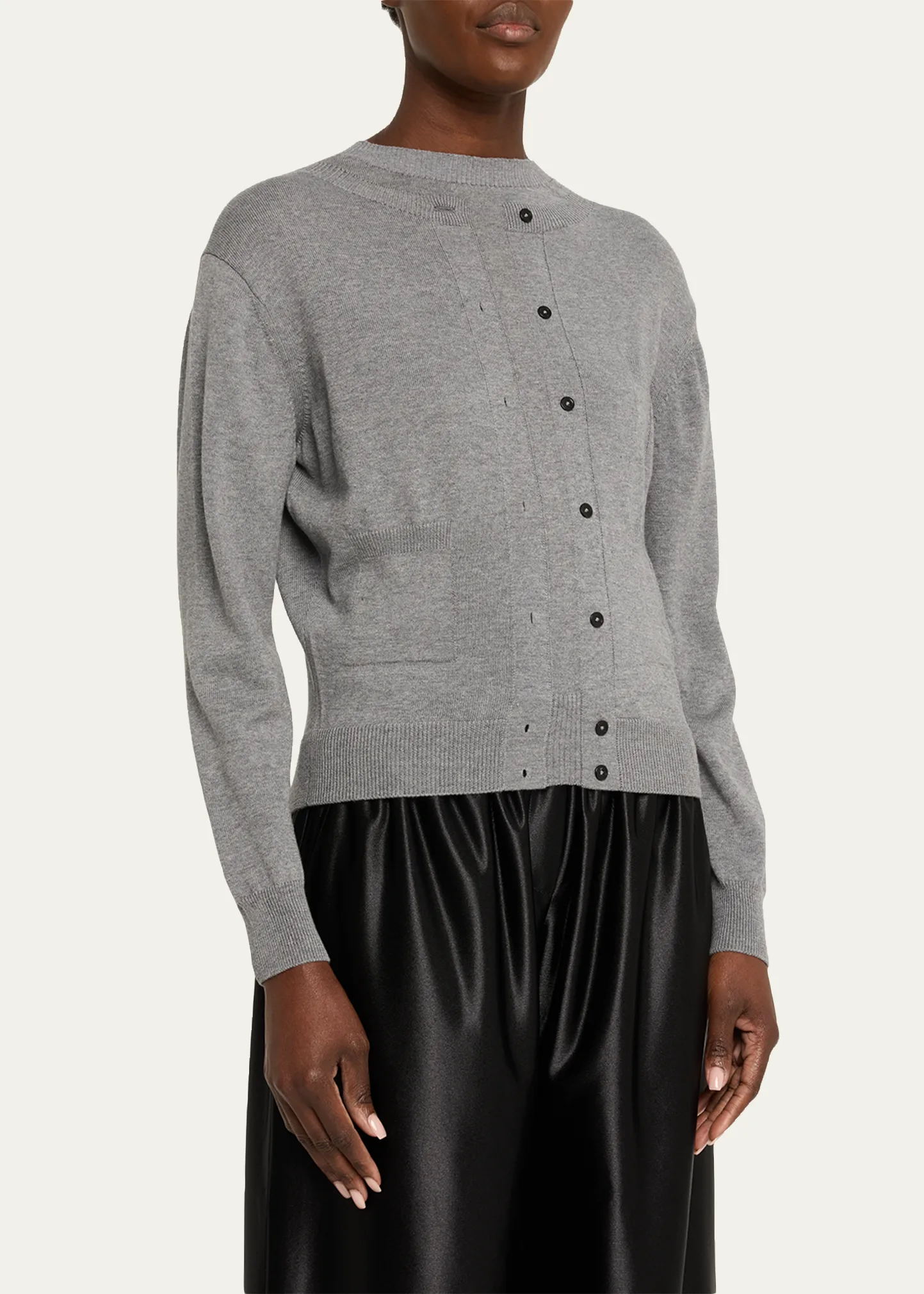 Trompe L'Oeil Crewneck Cardigan Sweater