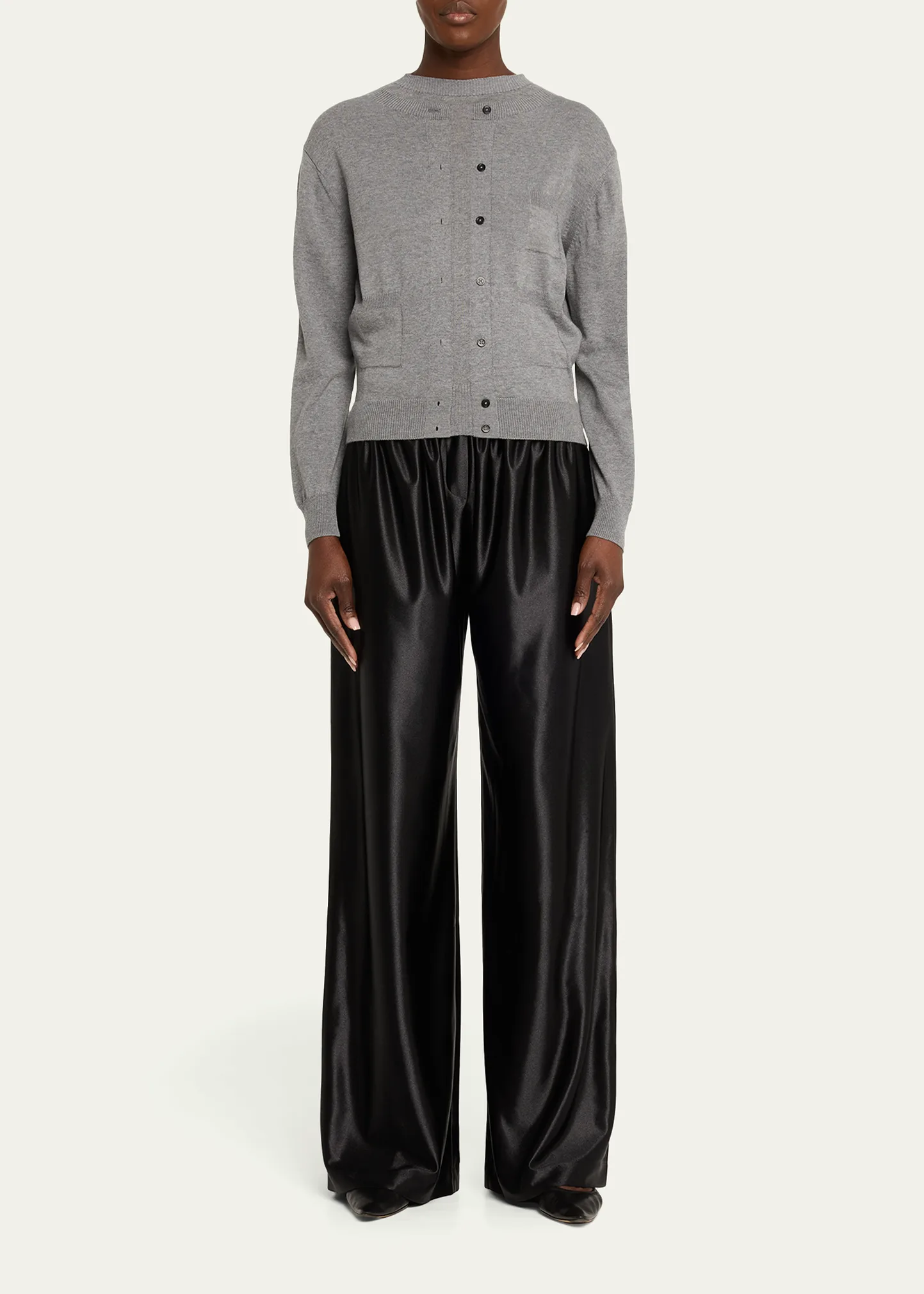 Trompe L'Oeil Crewneck Cardigan Sweater