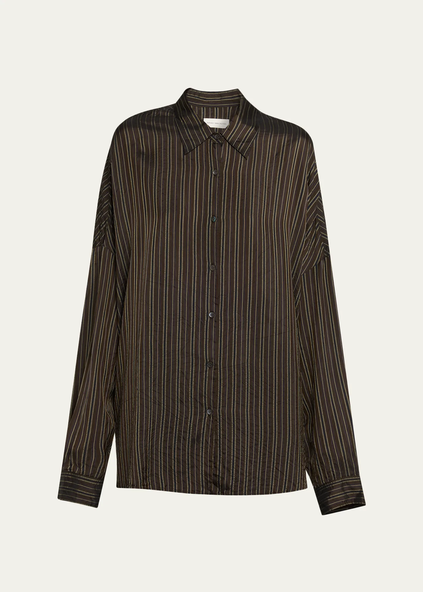 Casia Crinkled Stripe Button-Front Blouse