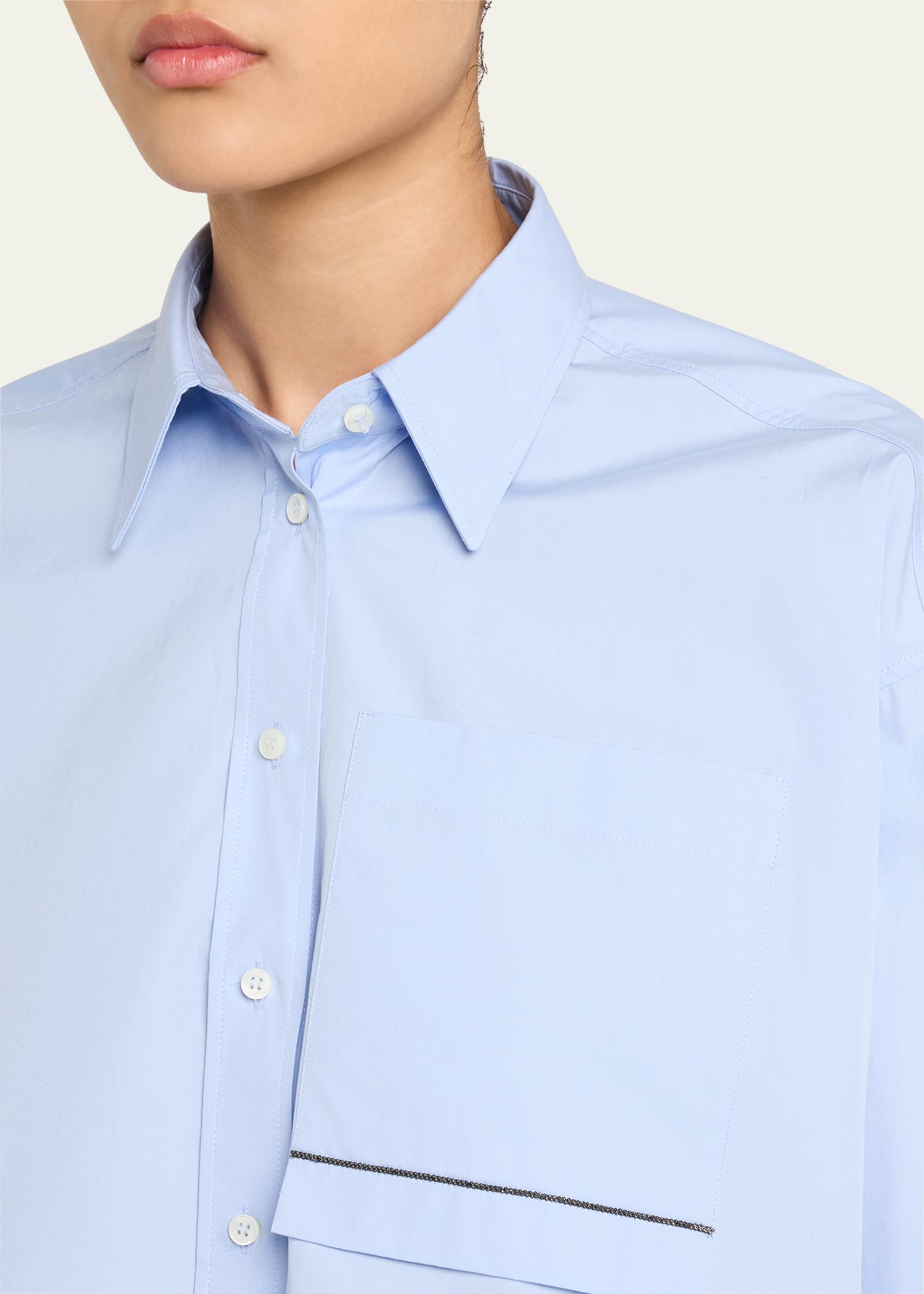 Monili Flap Pocket Poplin Button-Down Shirt