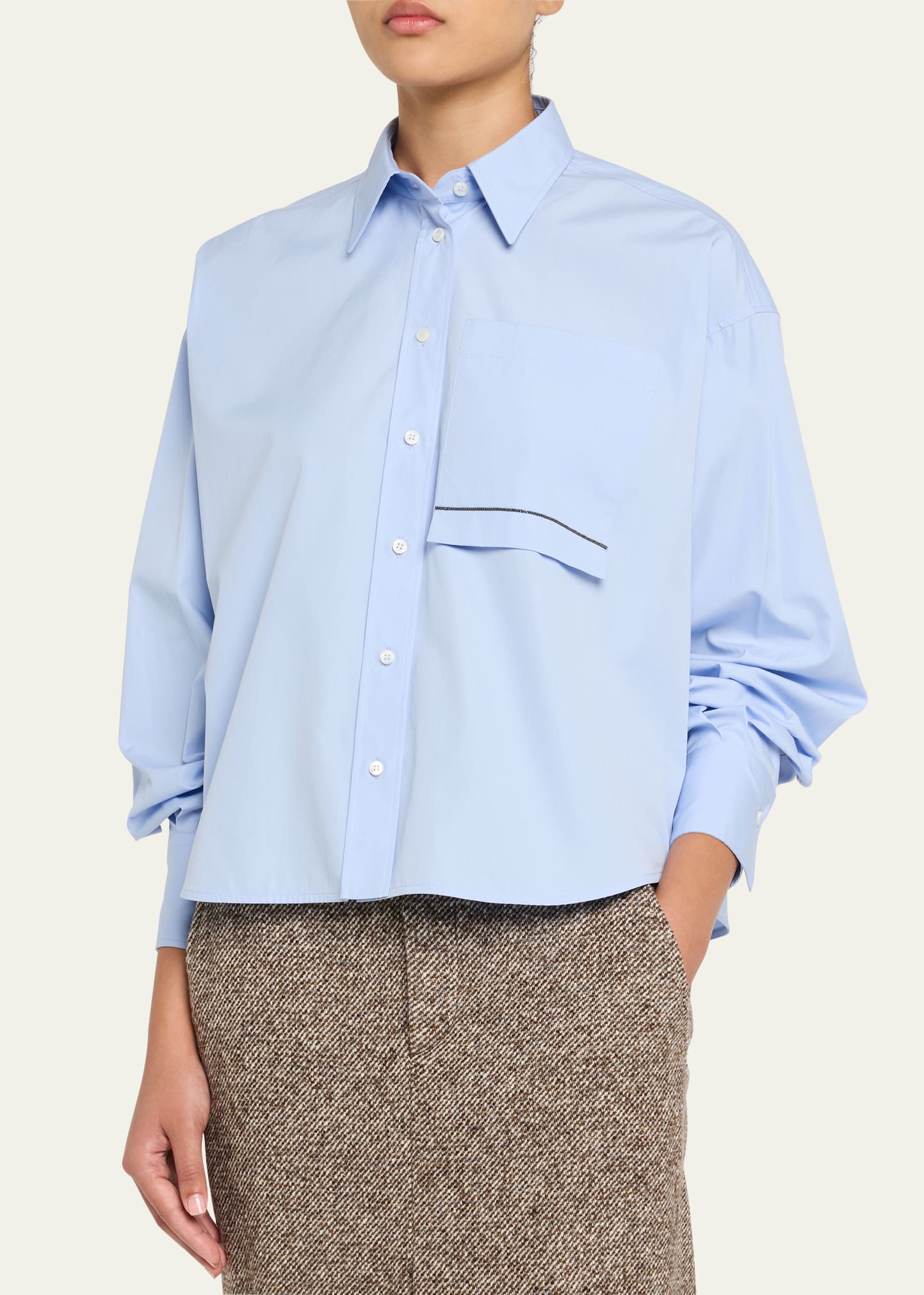 Monili Flap Pocket Poplin Button-Down Shirt