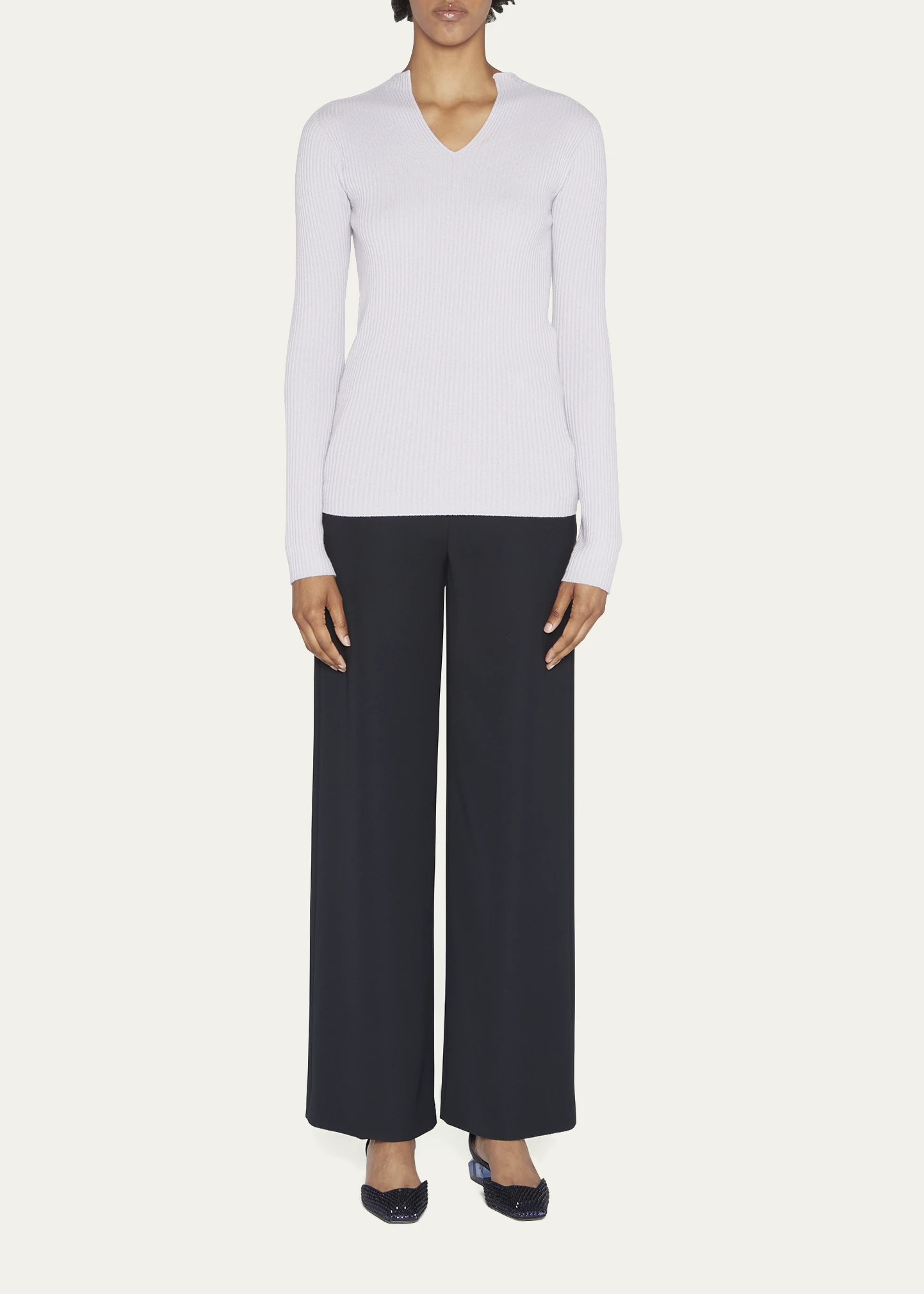 Cashmere Ribbed Knit Sweater