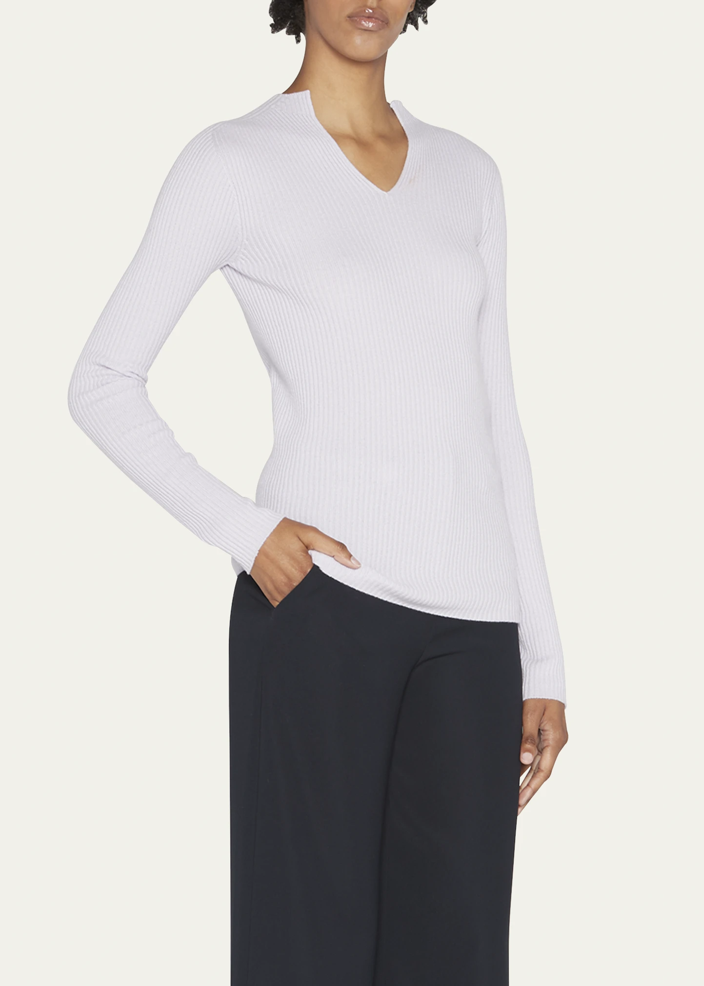 Cashmere Ribbed Knit Sweater