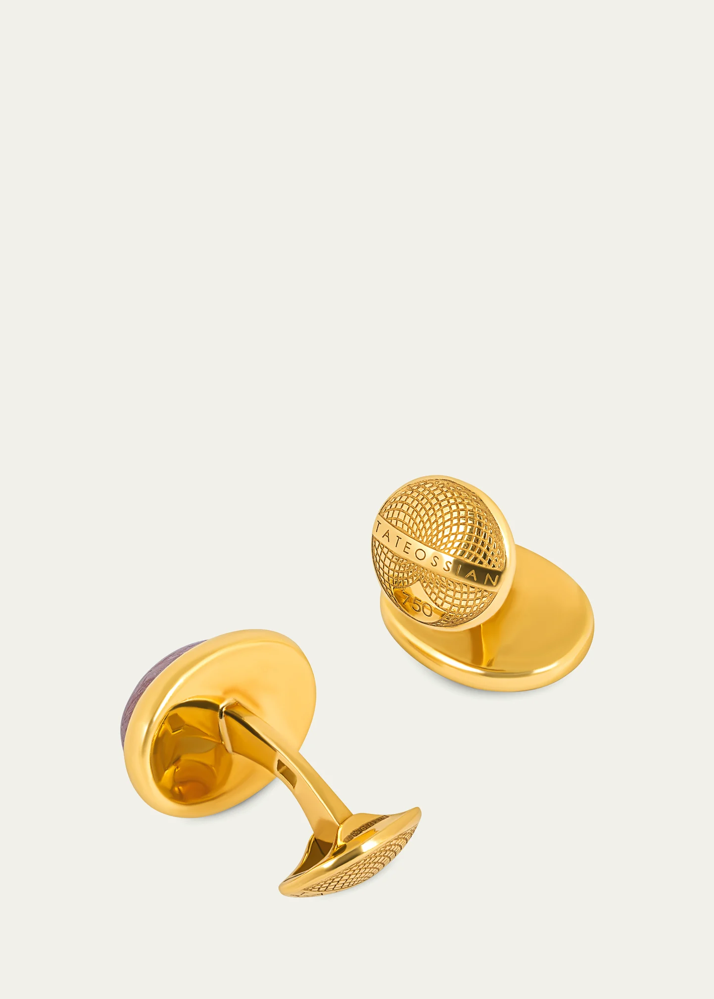 Men's 18K Yellow Gold Quartz and Graphic Rutile Cufflinks