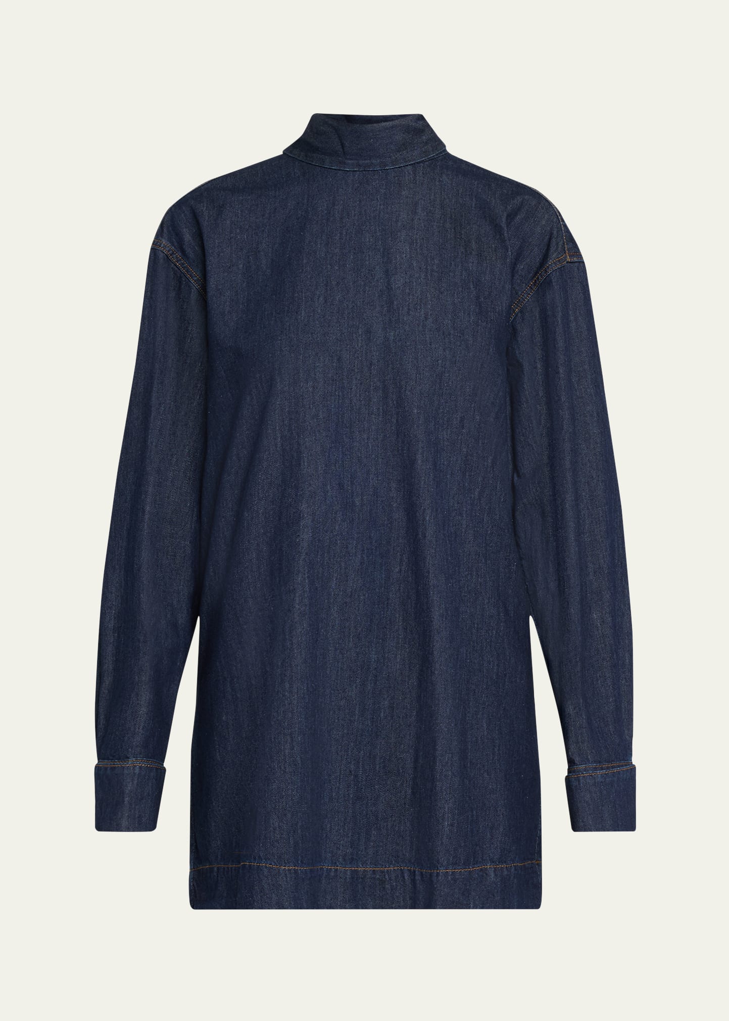Chaddy Denim Tie-Neck Blouse
