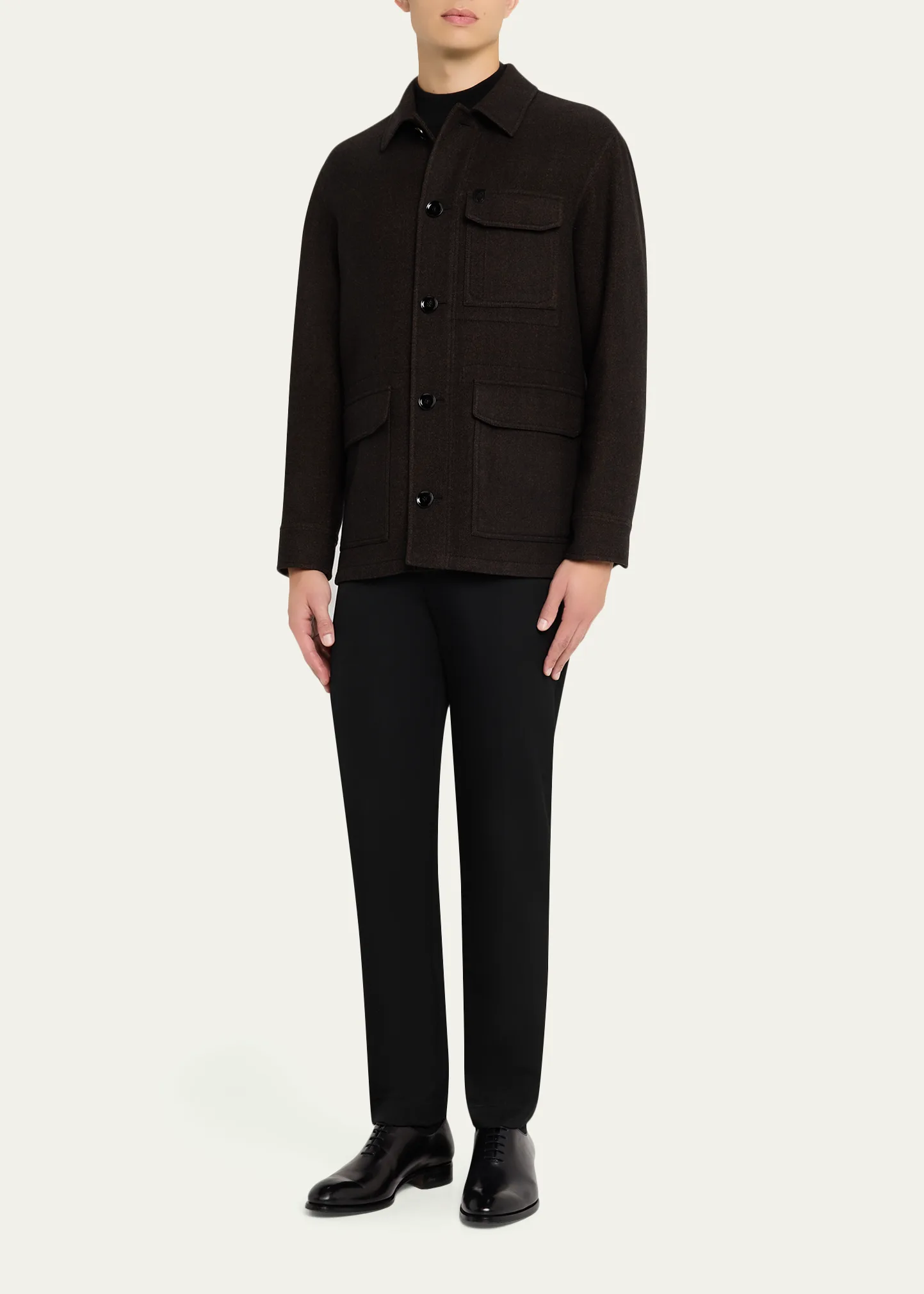 Men's Wool Herringbone Overshirt