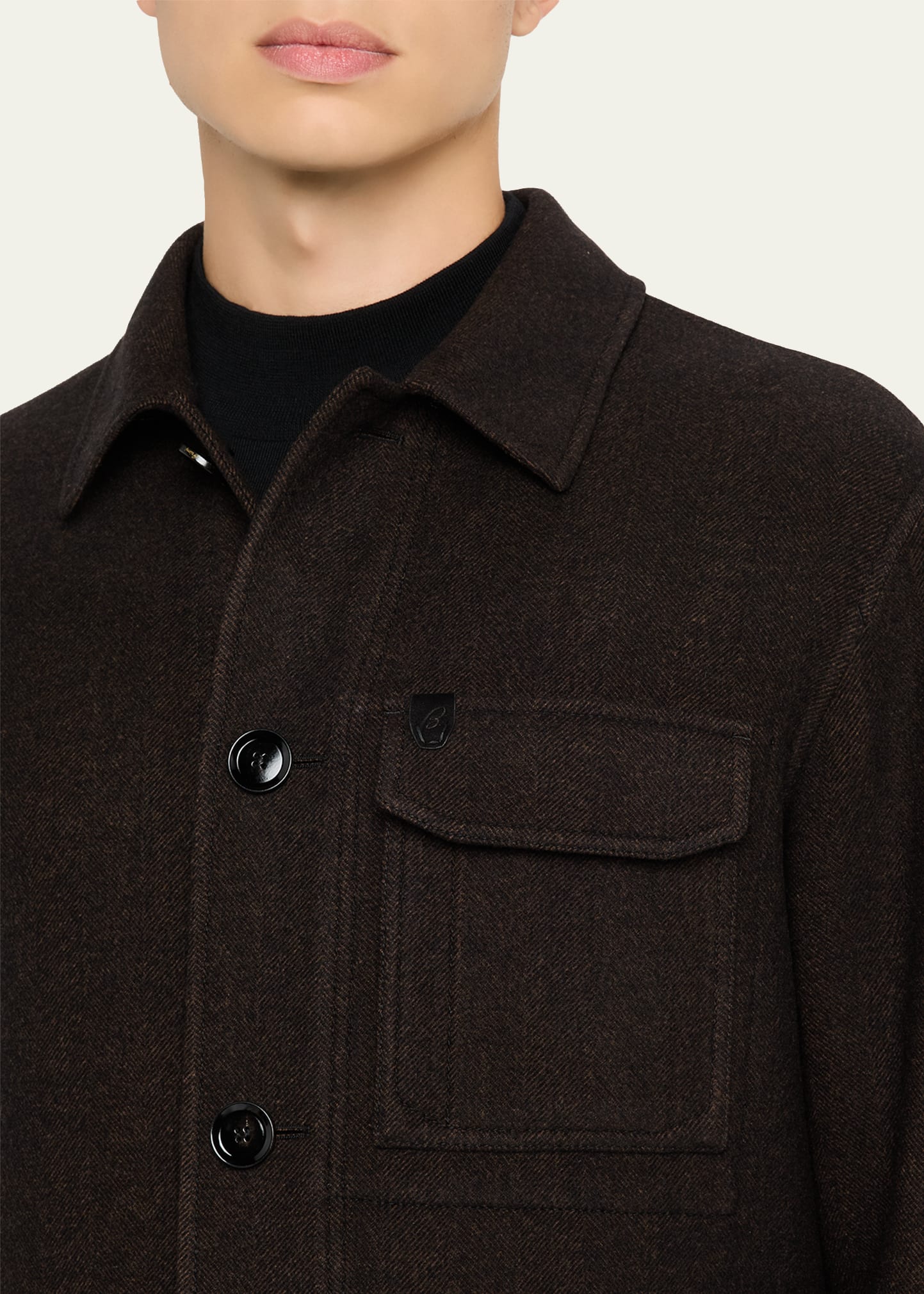 Men's Wool Herringbone Overshirt