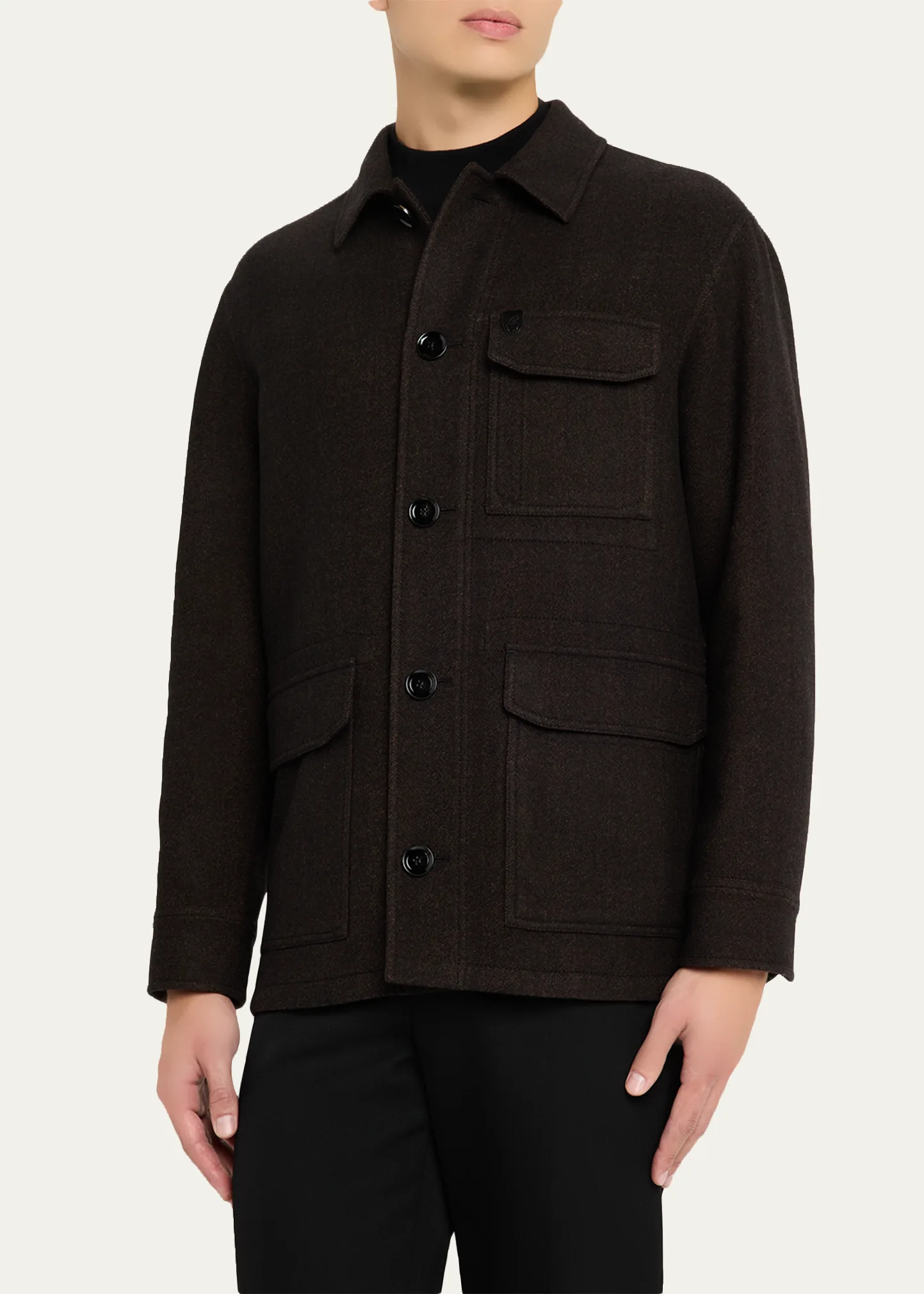 Men's Wool Herringbone Overshirt