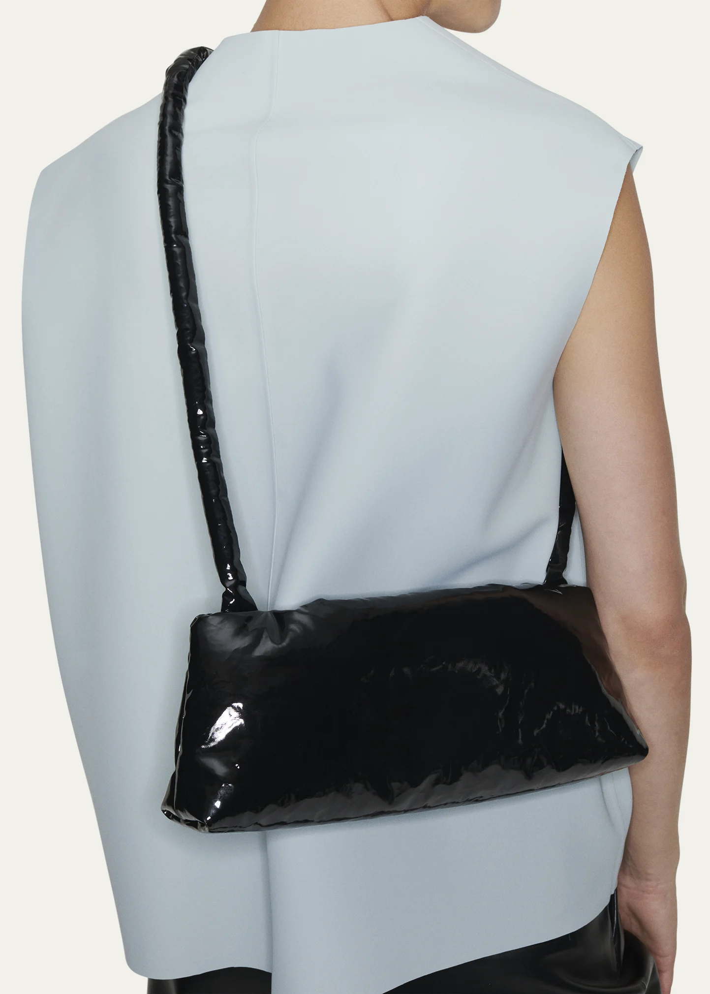 Knot Padded Oil-Coated Shoulder Bag
