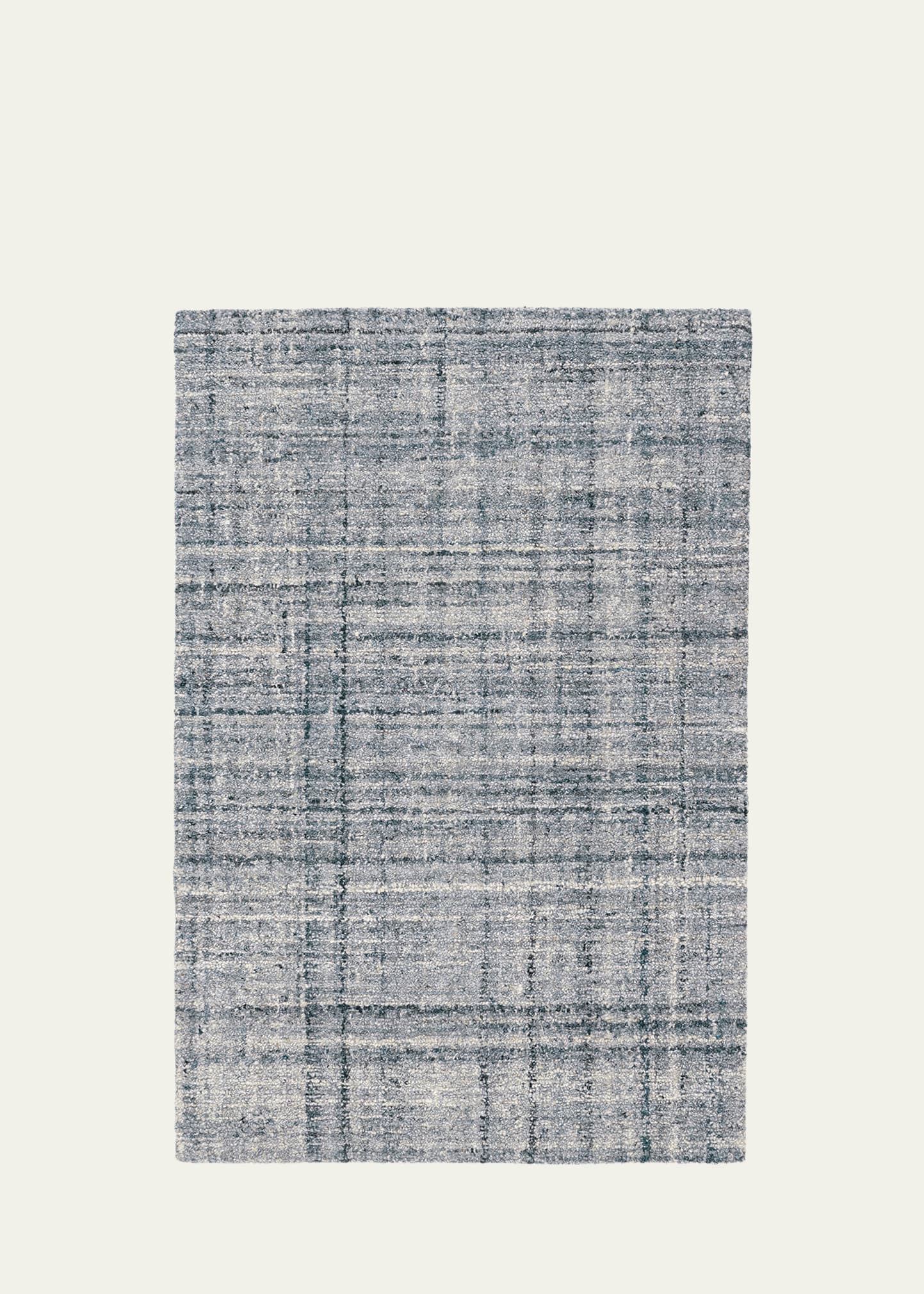Harris Blue/Ivory Micro-Hooked Rug, 6' x 9'