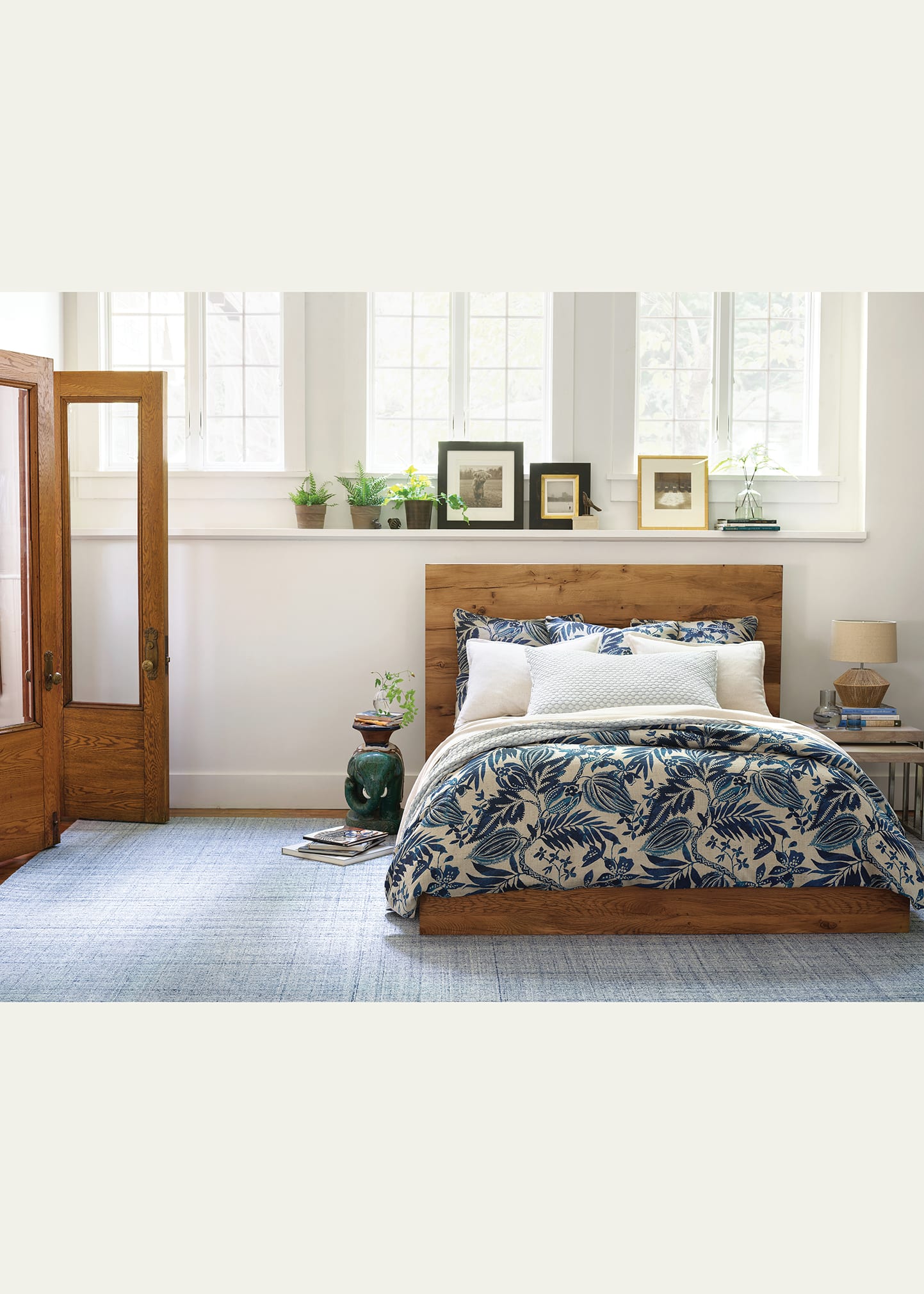 Harris Blue/Ivory Micro-Hooked Rug, 6' x 9'