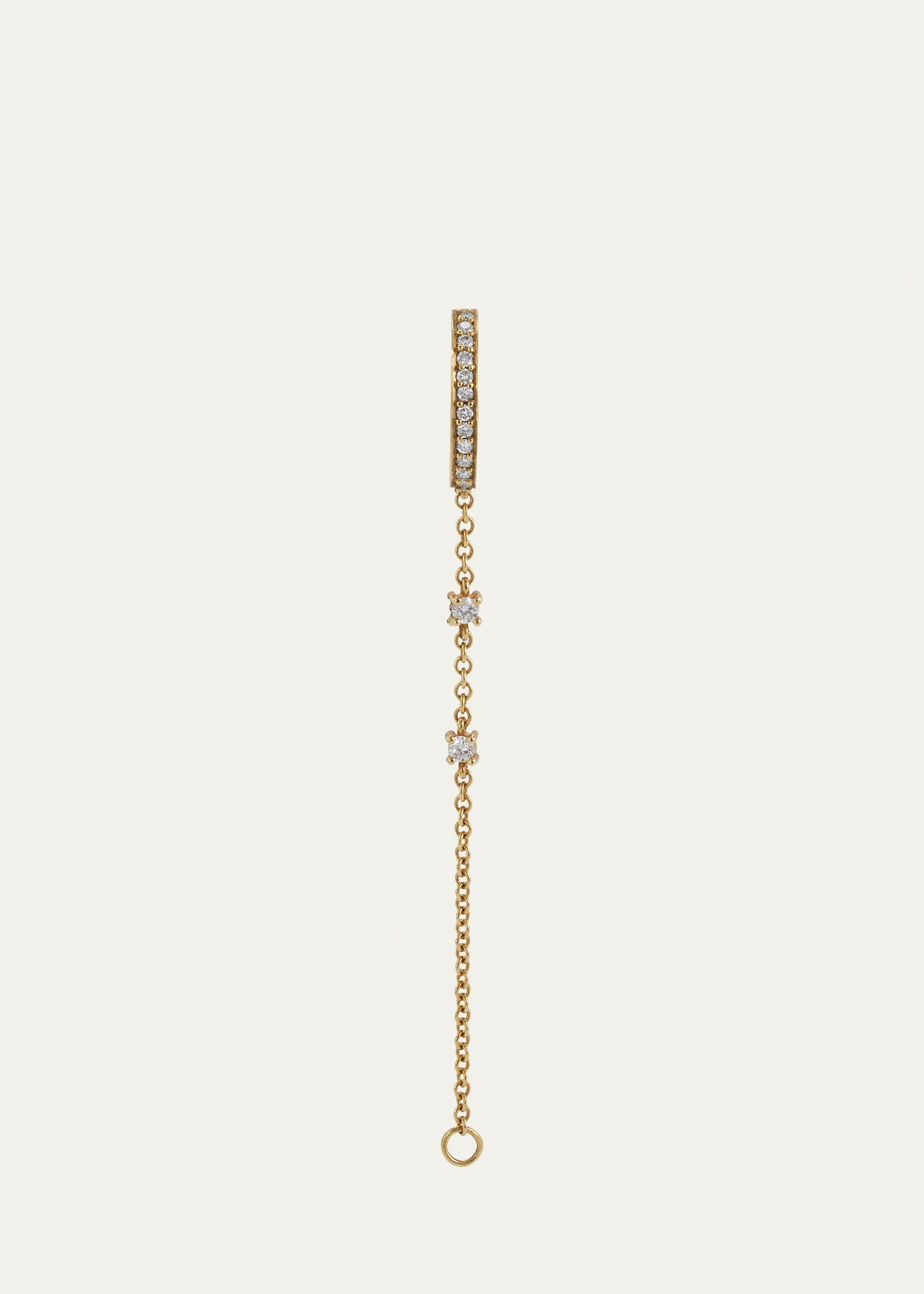 18k Yellow Gold Diamond Ear Cuff with Chain, Single