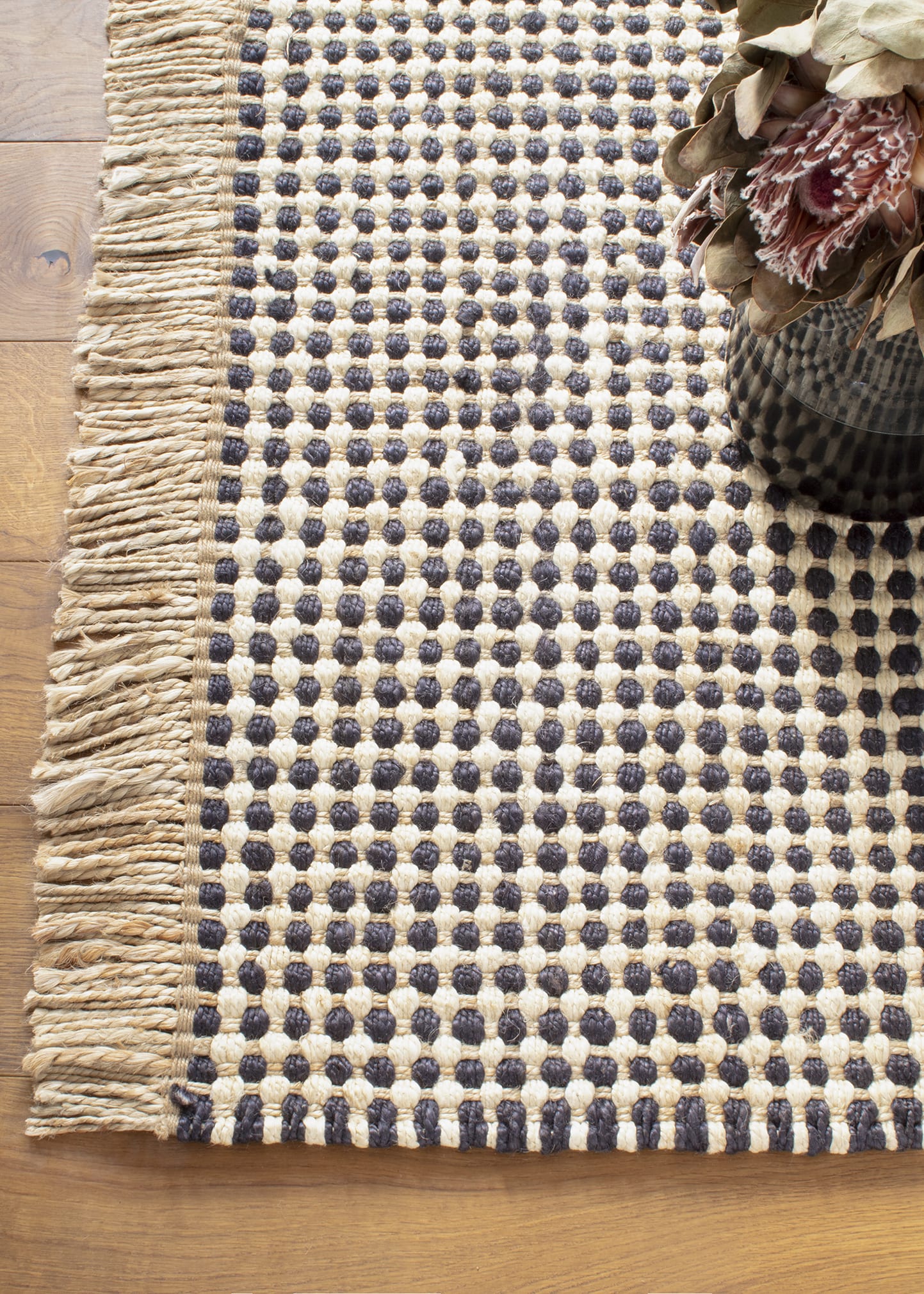 Kuba Black Handwoven Rug, 9' x 12'