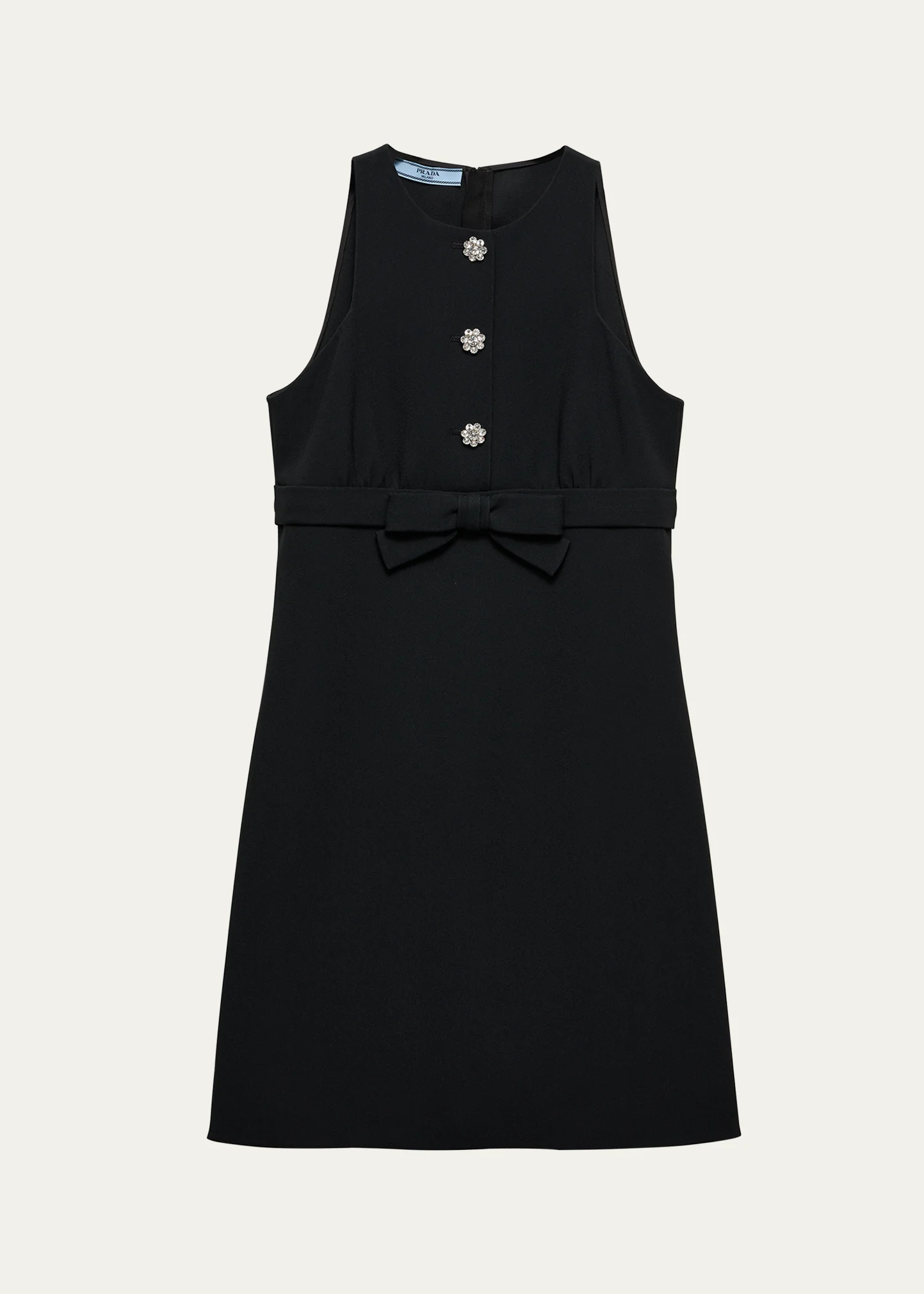 Bow Jeweled Button Mini Dress