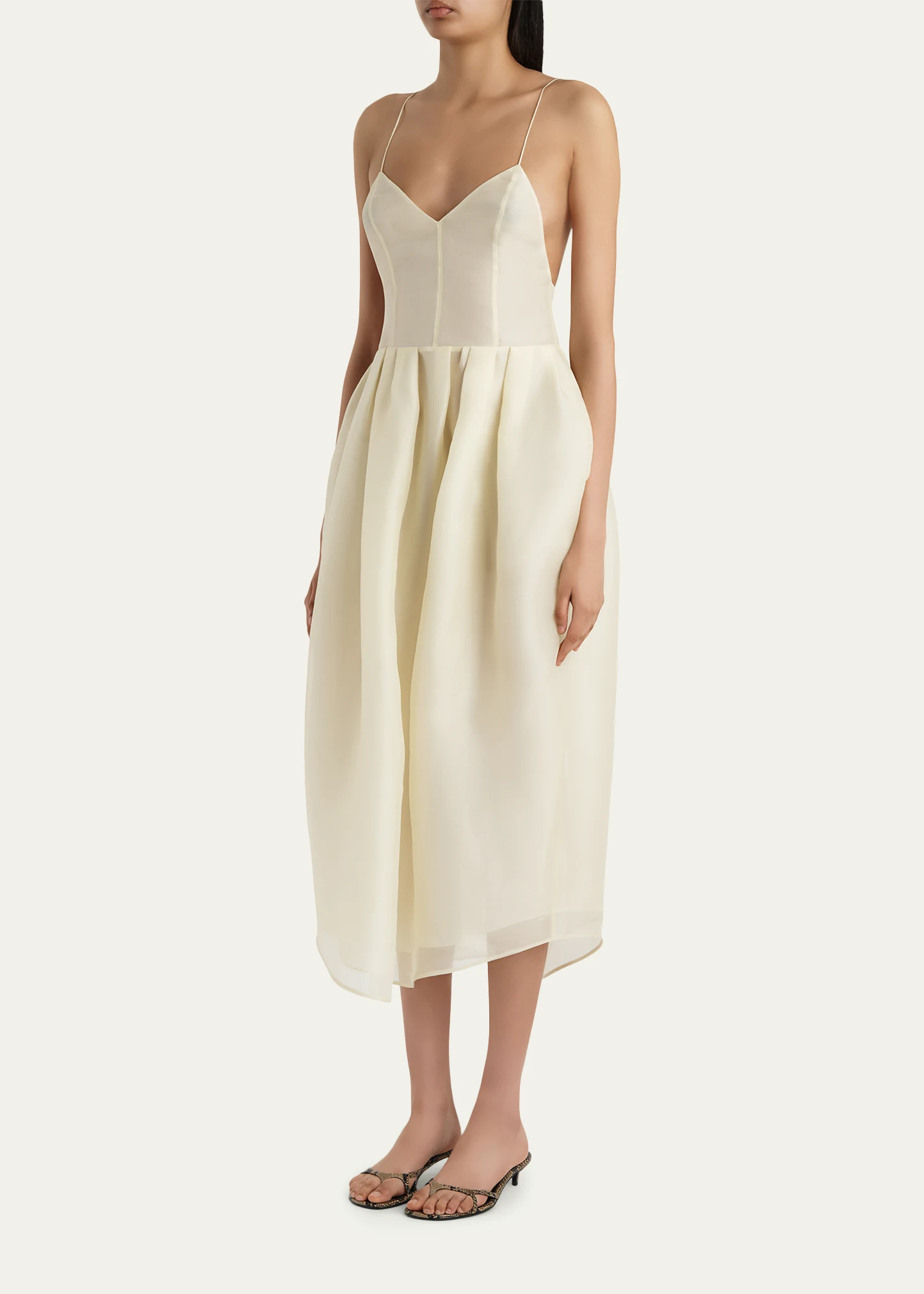 Colette Silk Organza Sleeveless Fit-And-Flare Midi Dress