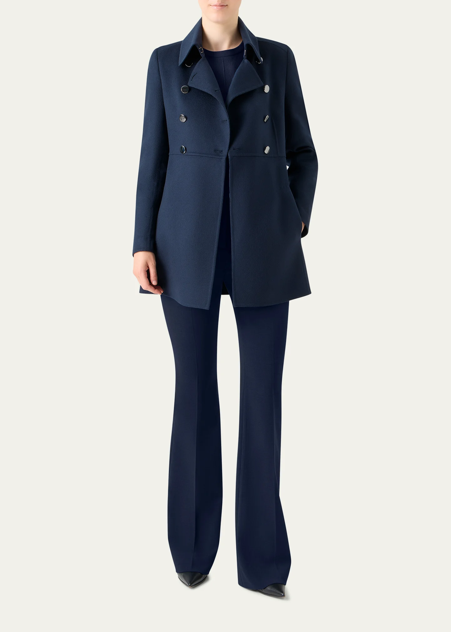 Iva Double-Breasted Wool Redingote Coat