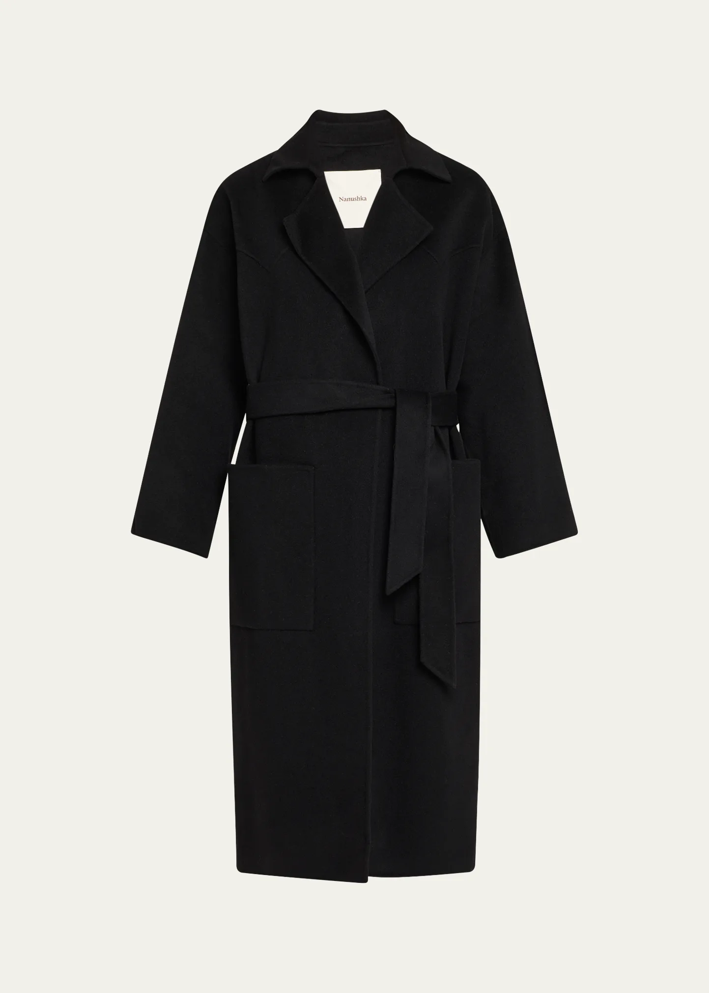 Alamo Wool-Blend Long Wrap Coat