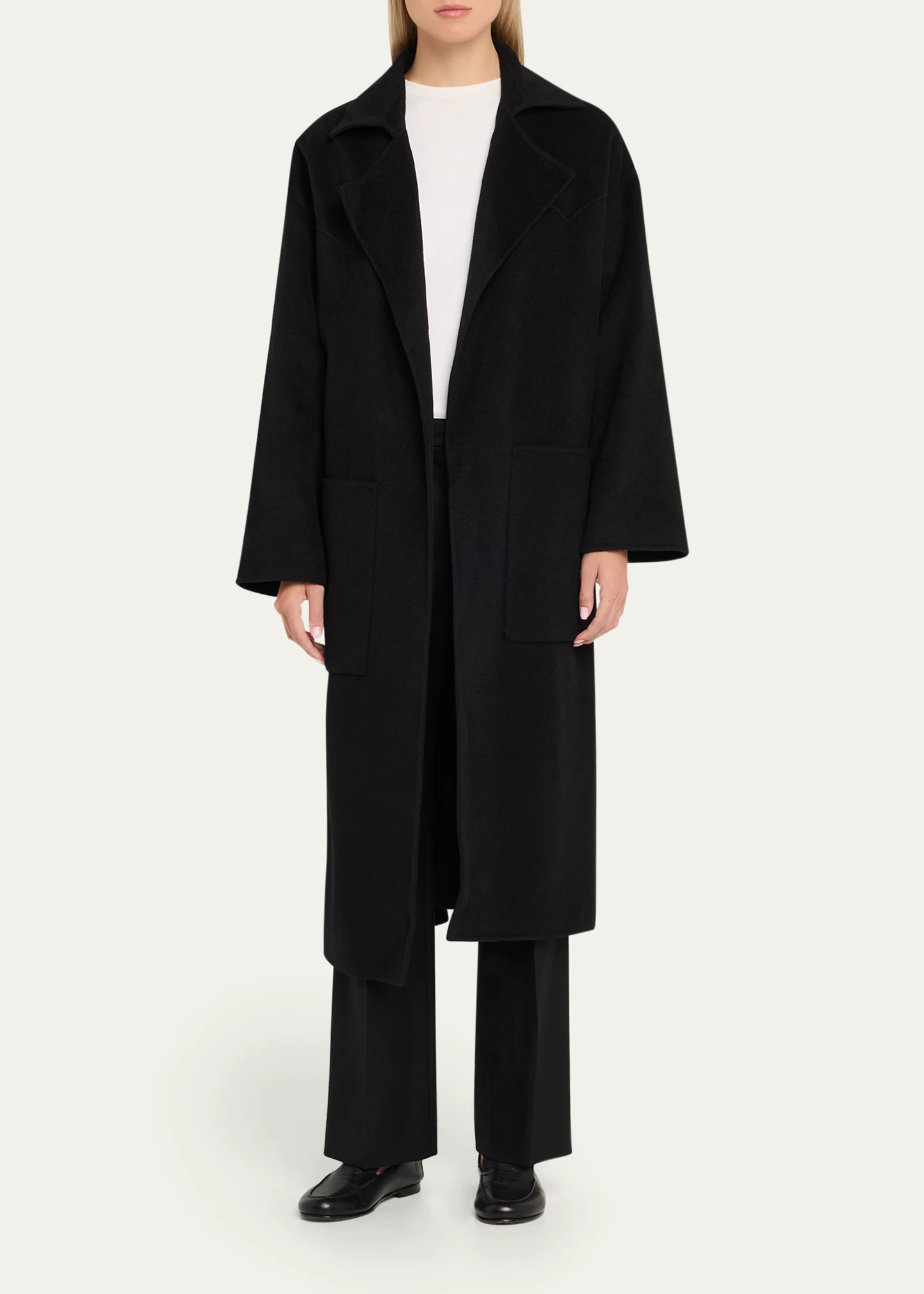 Alamo Wool-Blend Long Wrap Coat