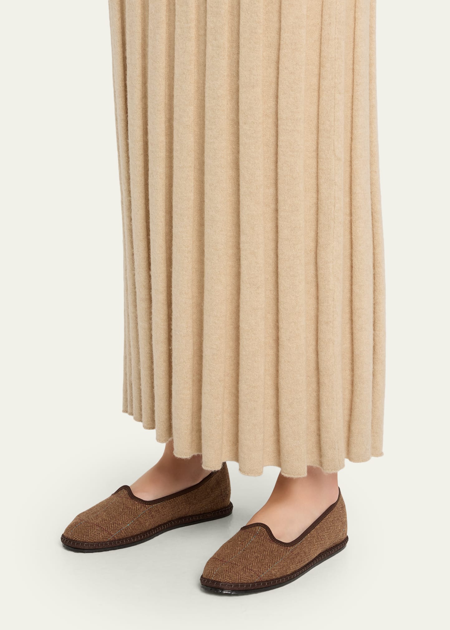 Furlana Herringbone Wool-Blend Slippers