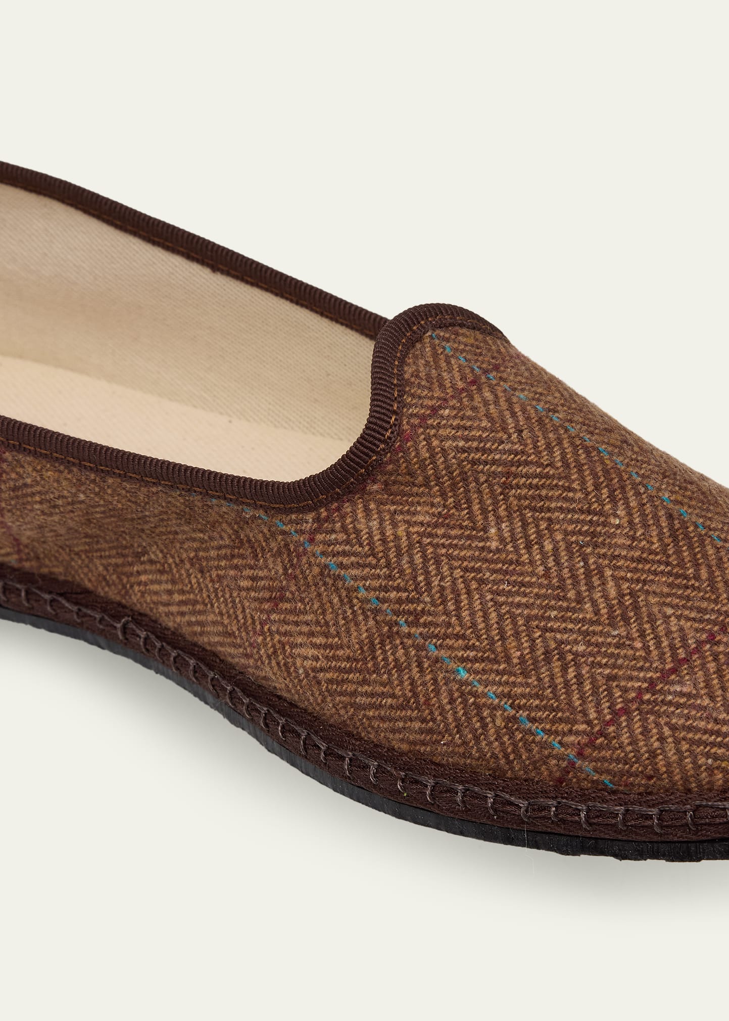 Furlana Herringbone Wool-Blend Slippers