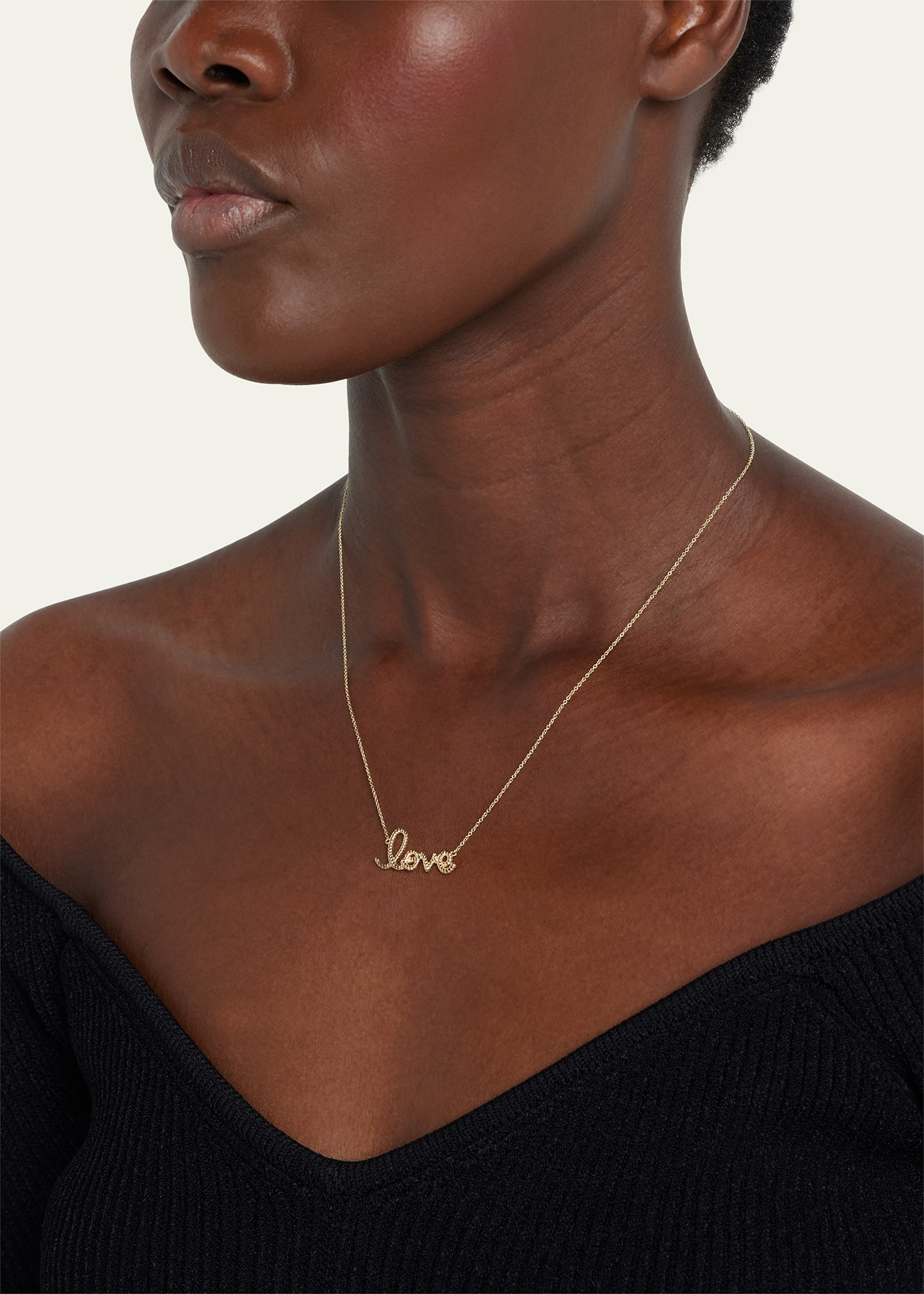14K Yellow Gold Medium Rope Love Pendant Necklace