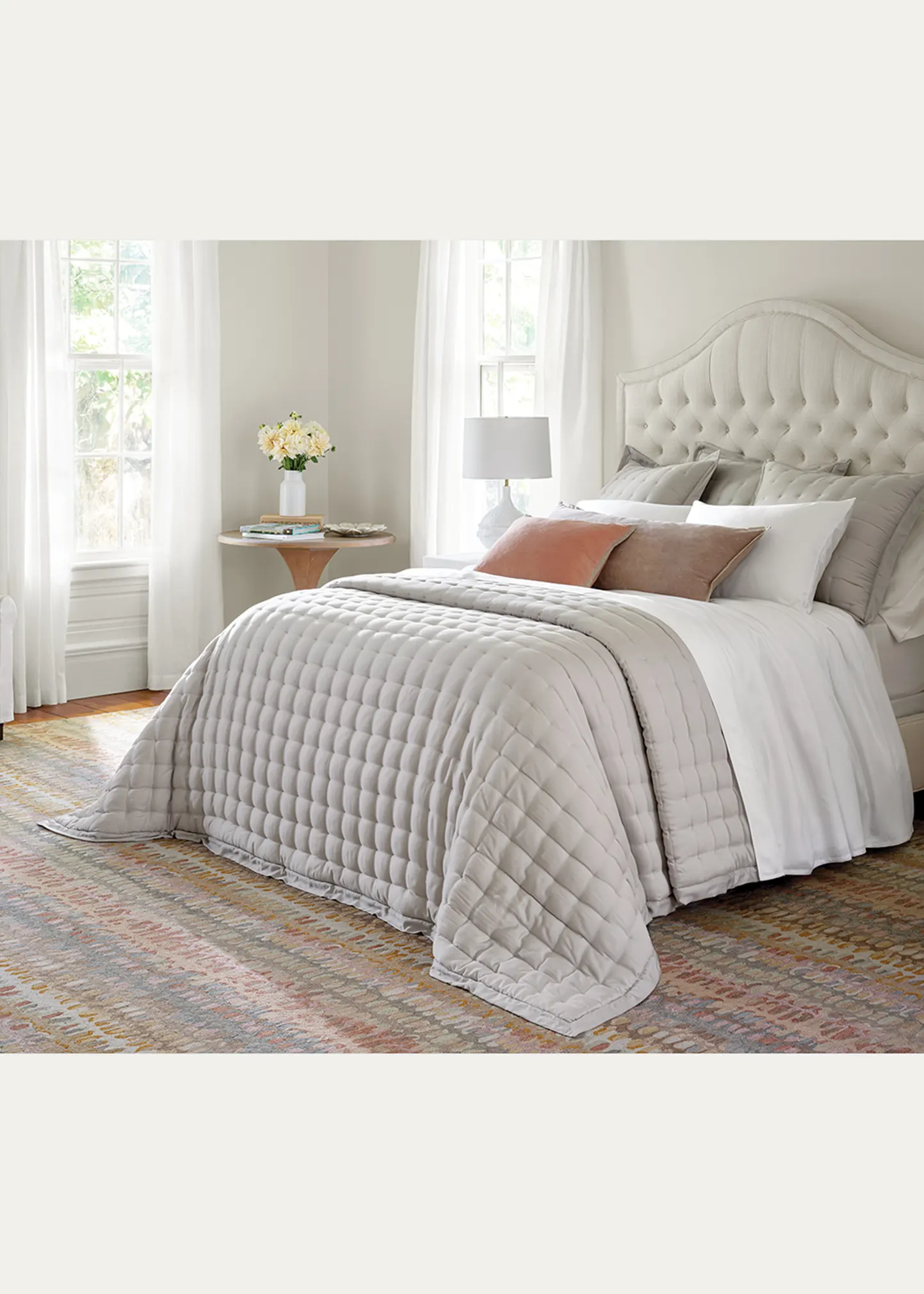 Puff Tencel King Quilt, Gray 3 Puff Tencel King Quilt, Gray