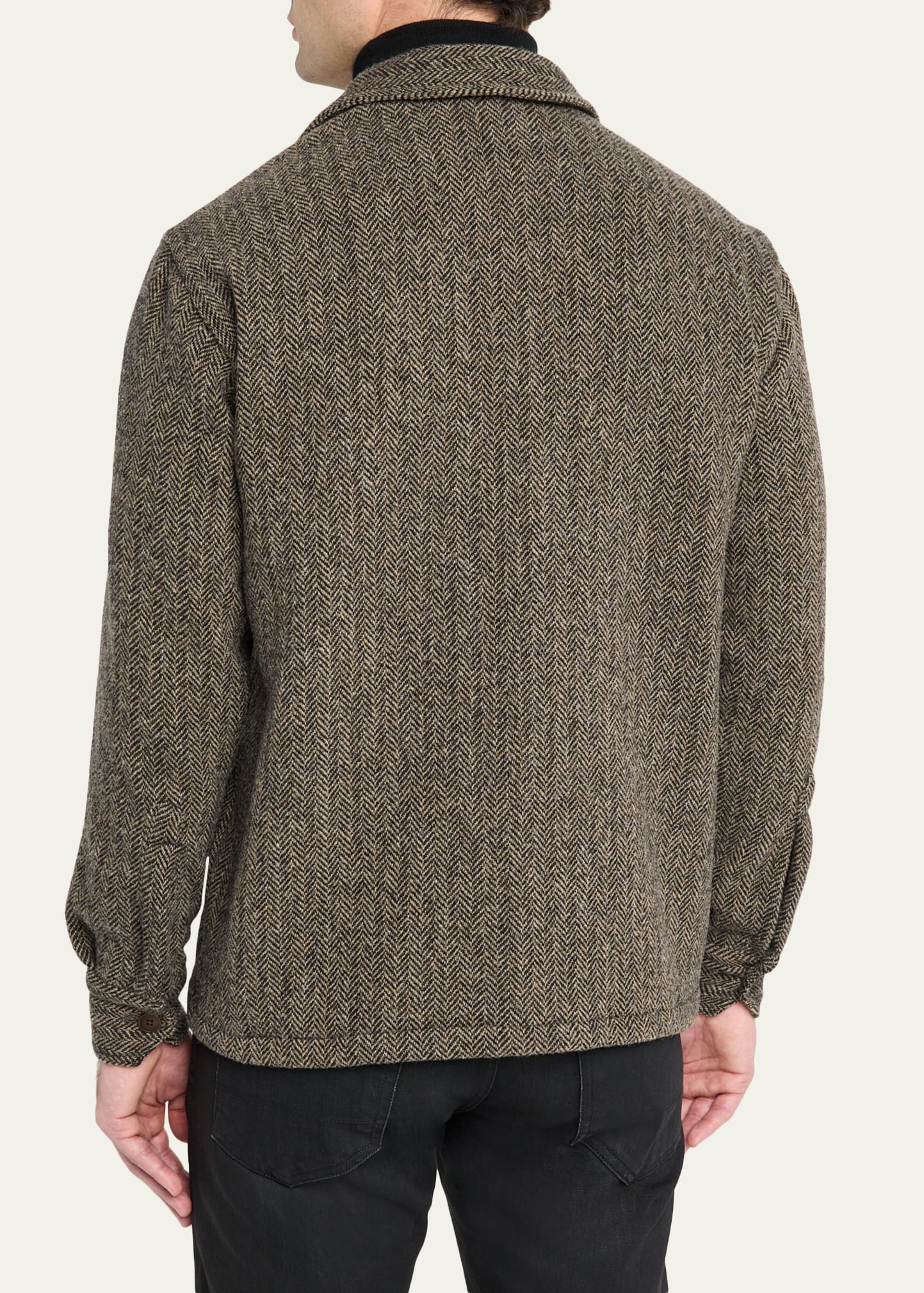 Men's Herringbone Wool Dual-Pocket Overshirt