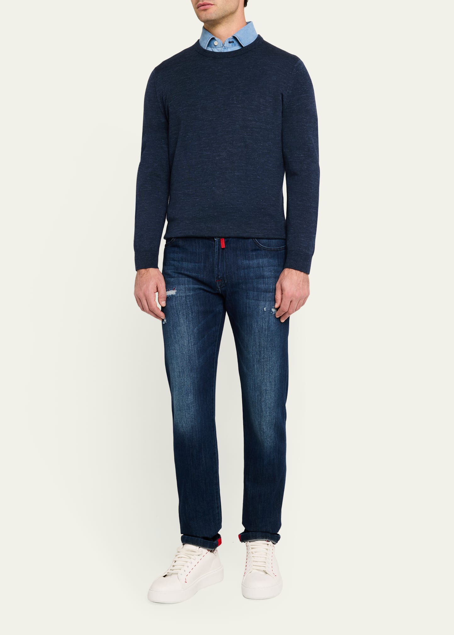 Men's Cashmere and Linen Crewneck Sweater