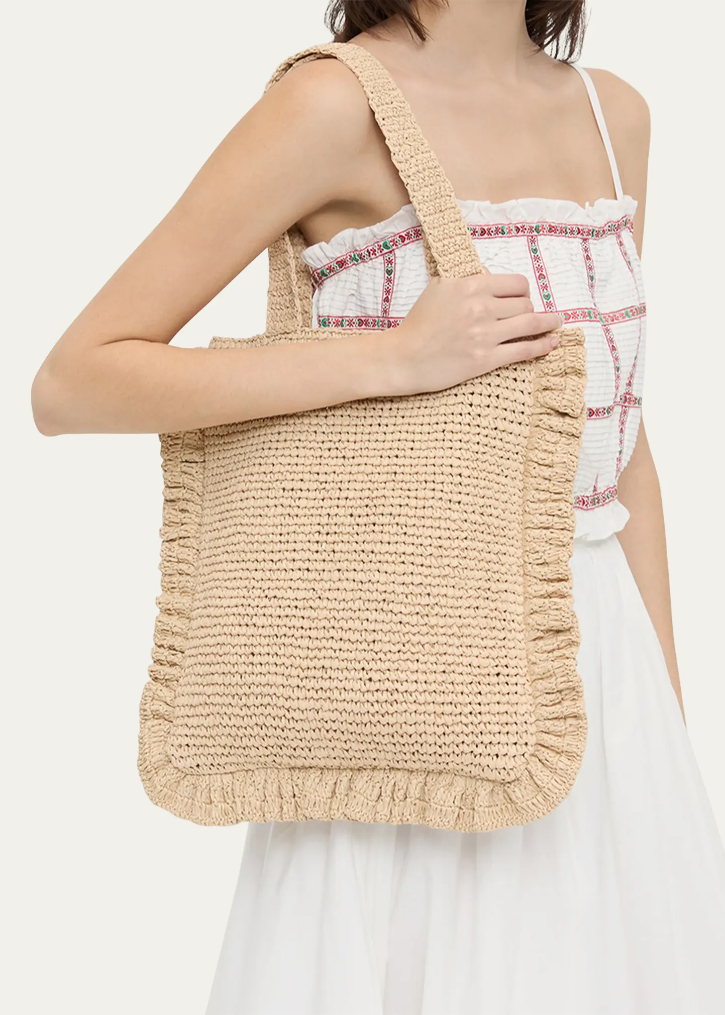 Justine Ruffle Crochet Tote Bag