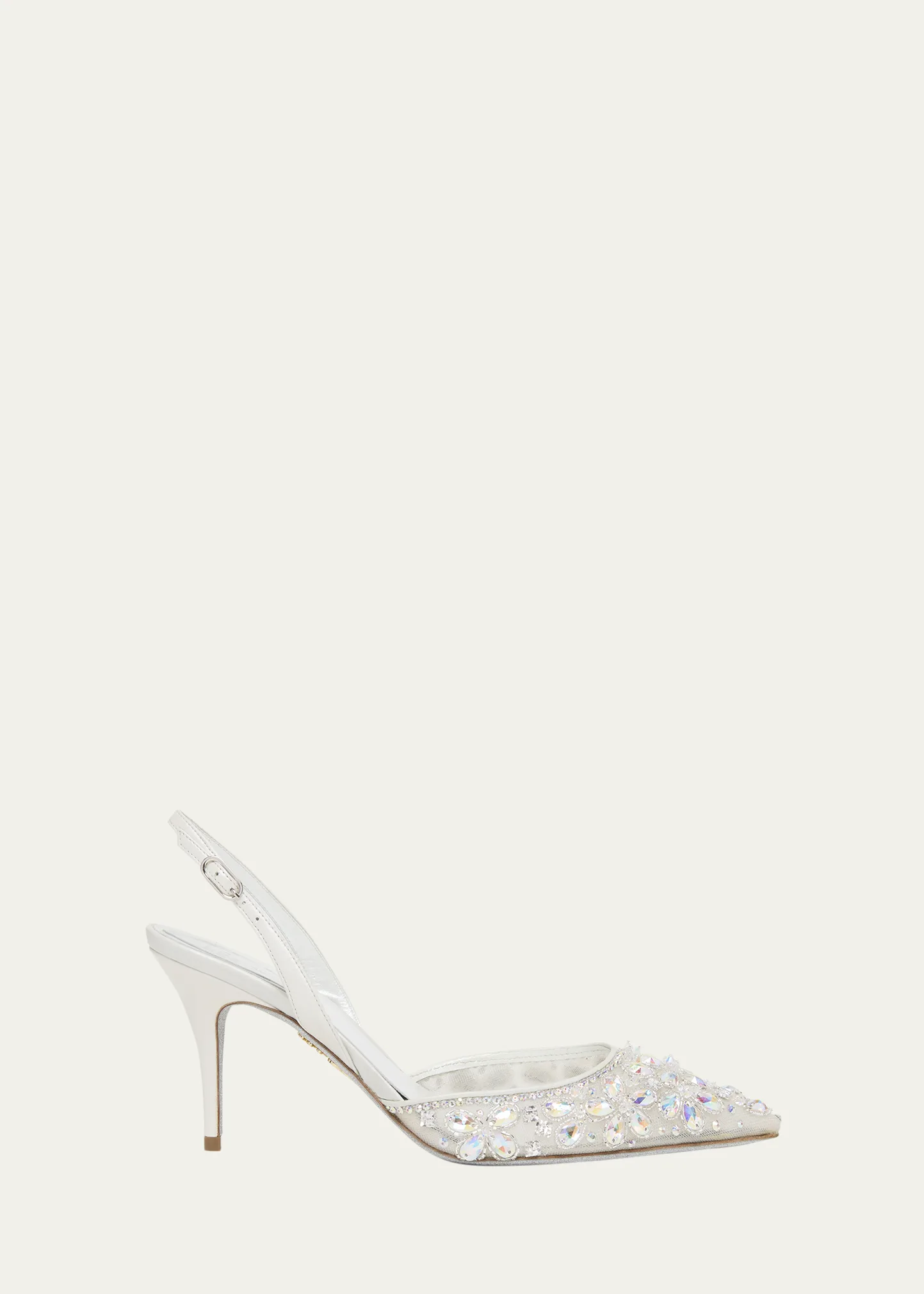 80mm Embellished Mesh Slingback Pumps