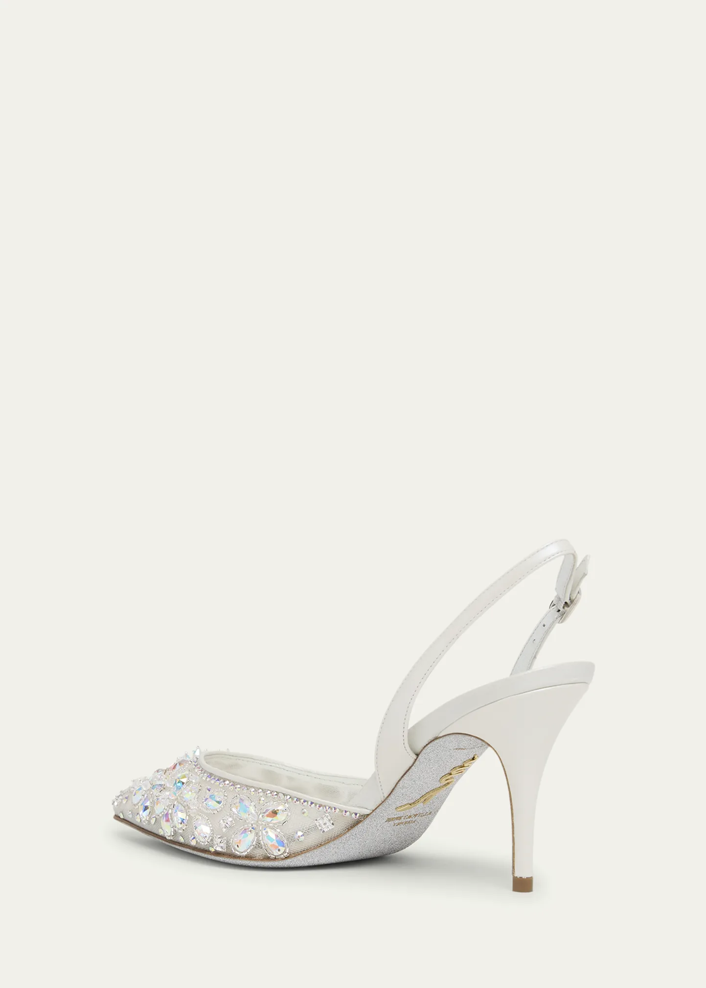 80mm Embellished Mesh Slingback Pumps