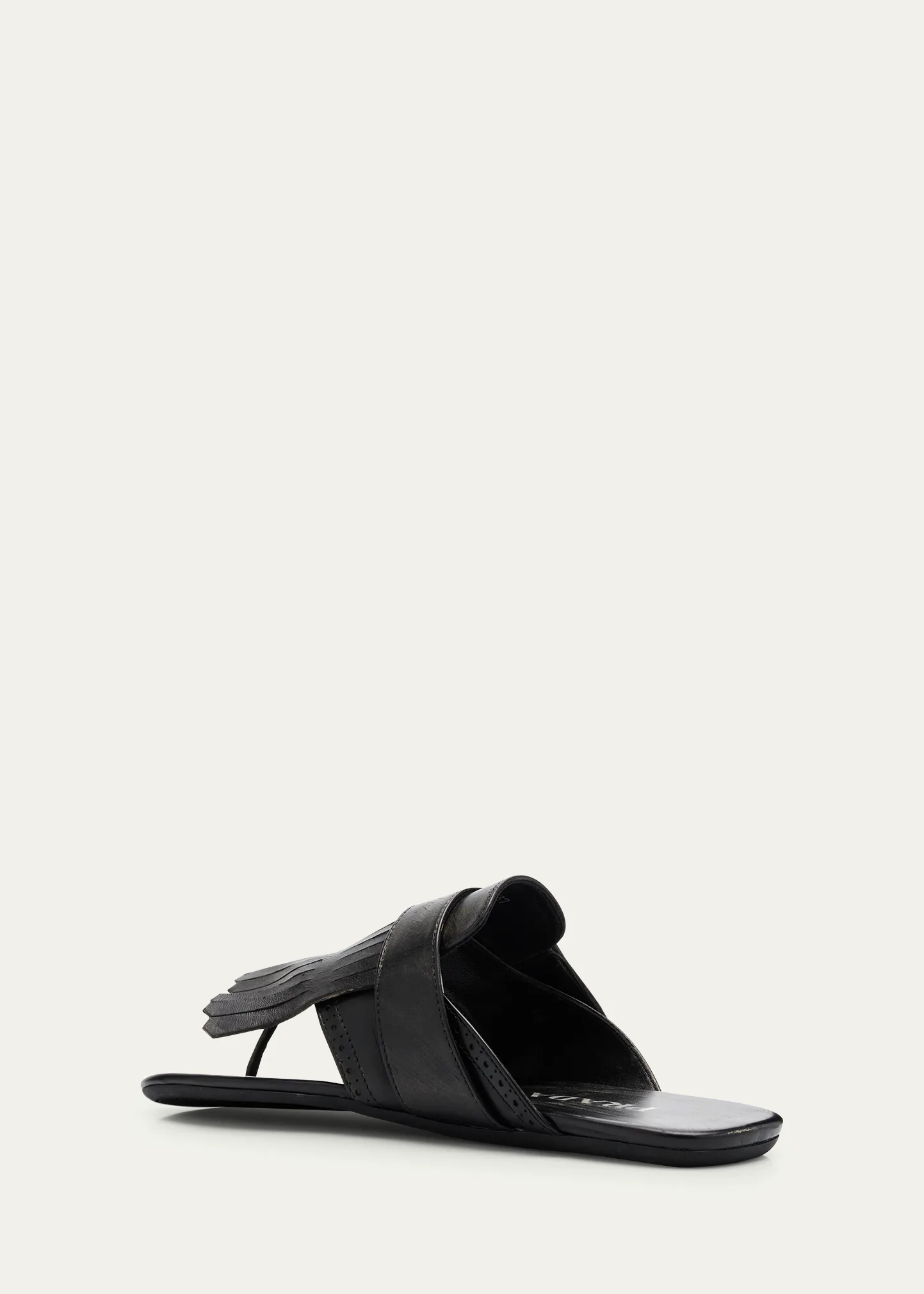 Vitello Leather Fringe Buckled Thong Sandals