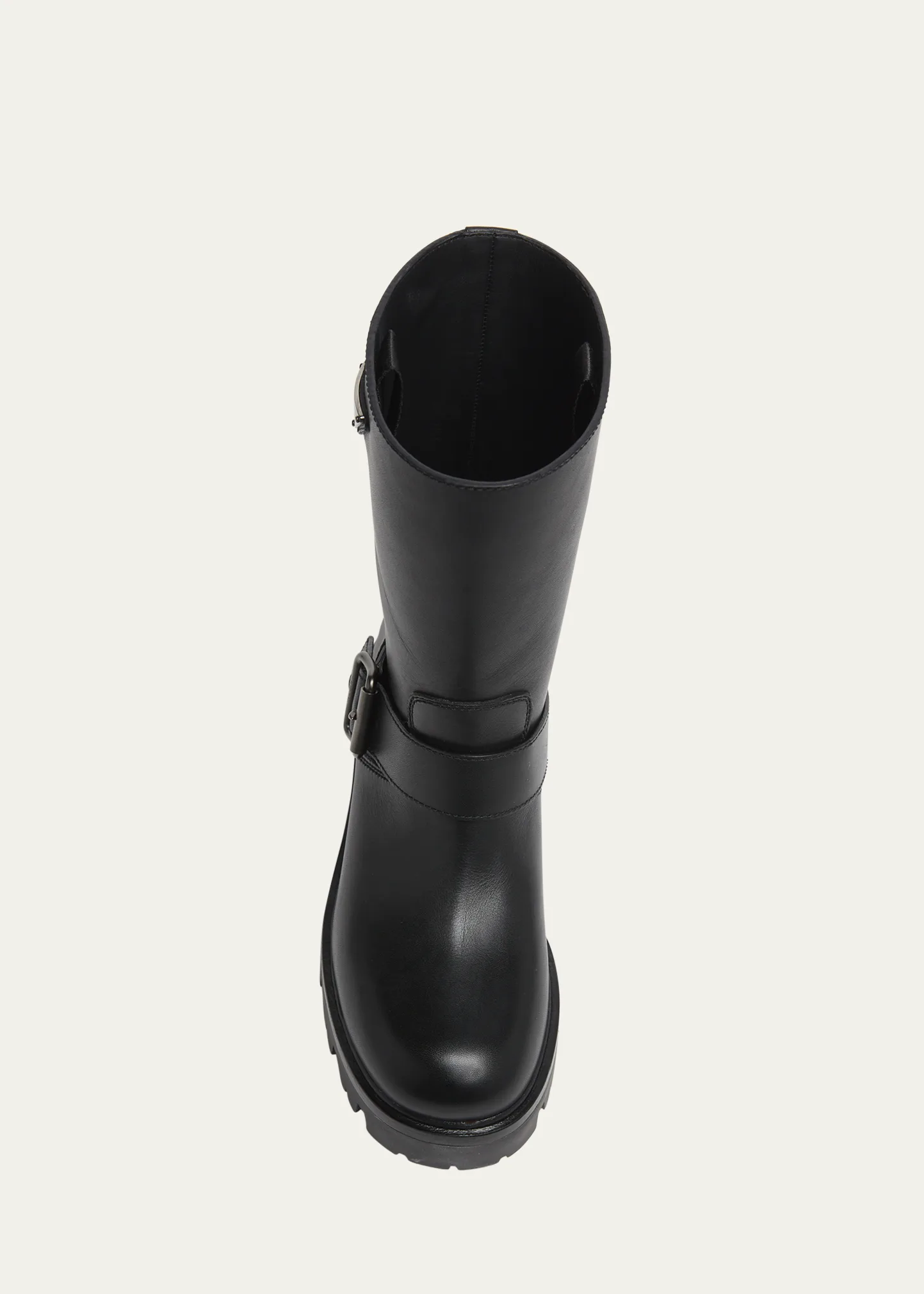 50mm Triangle Logo Leather Moto Booties