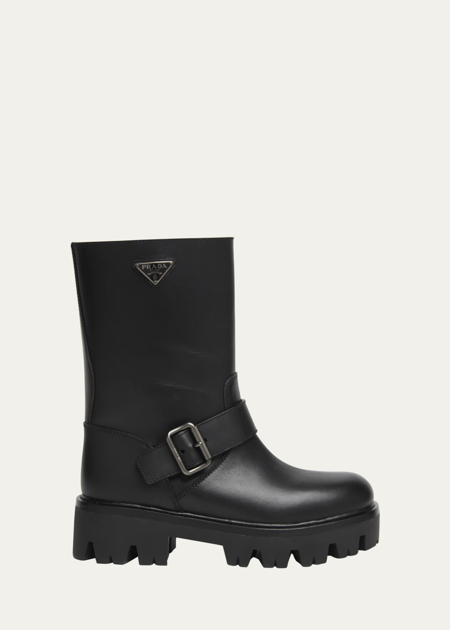 50mm Triangle Logo Leather Moto Booties