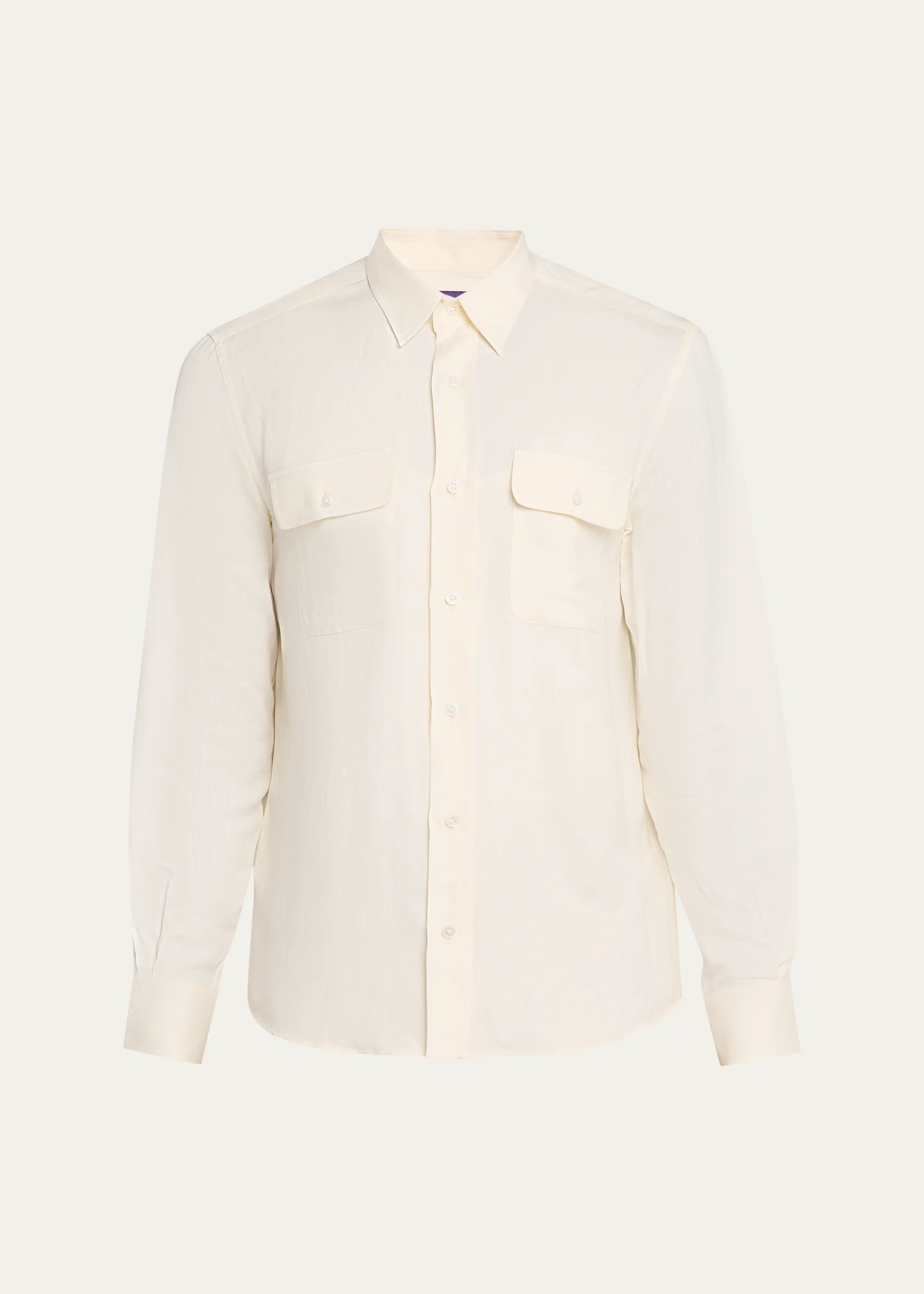 Men's Silk and Linen Flap Pocket Button-Down Shirt
