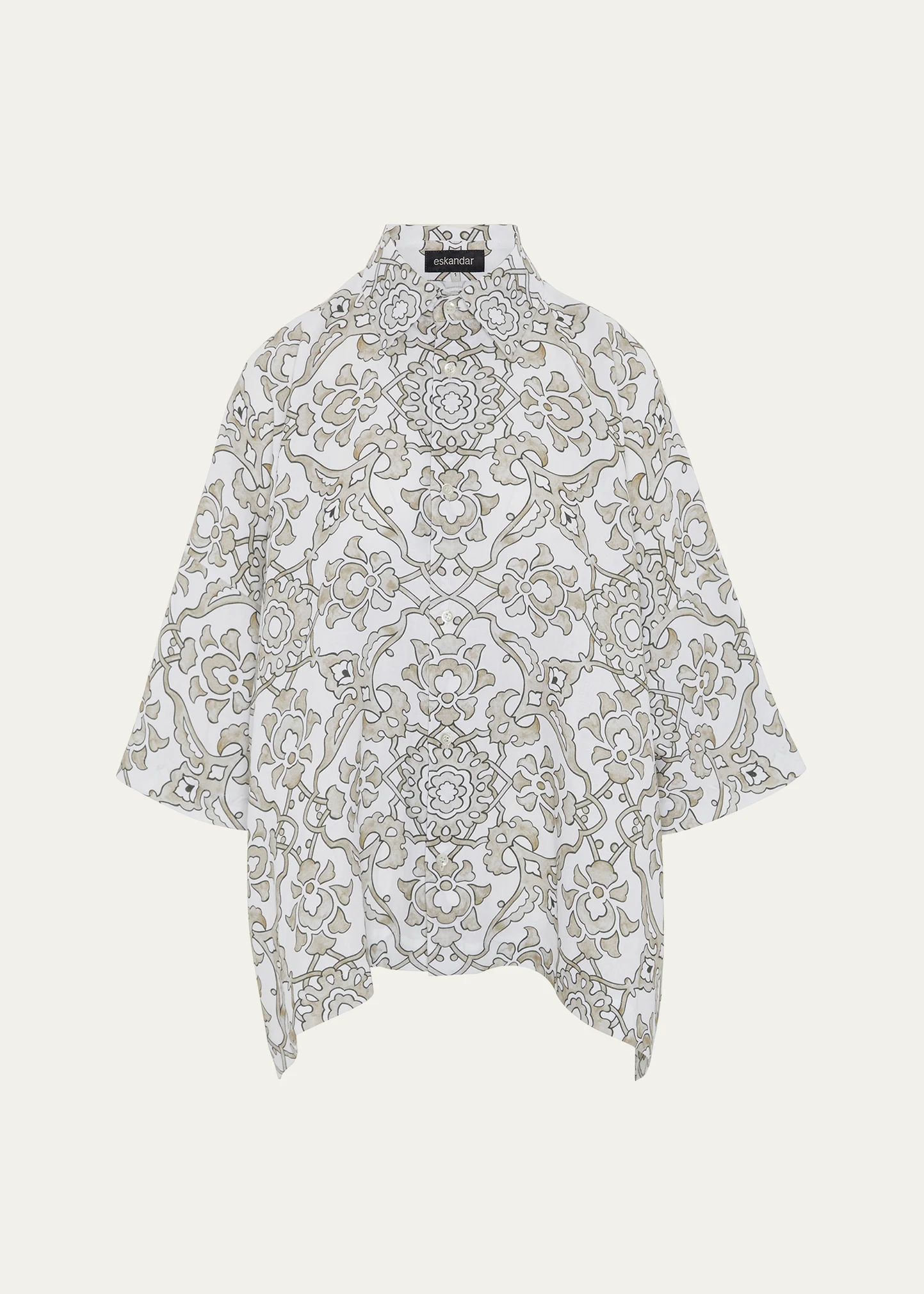 Wide Short-Sleeve Shirt With Collar (Mid Plus Length)