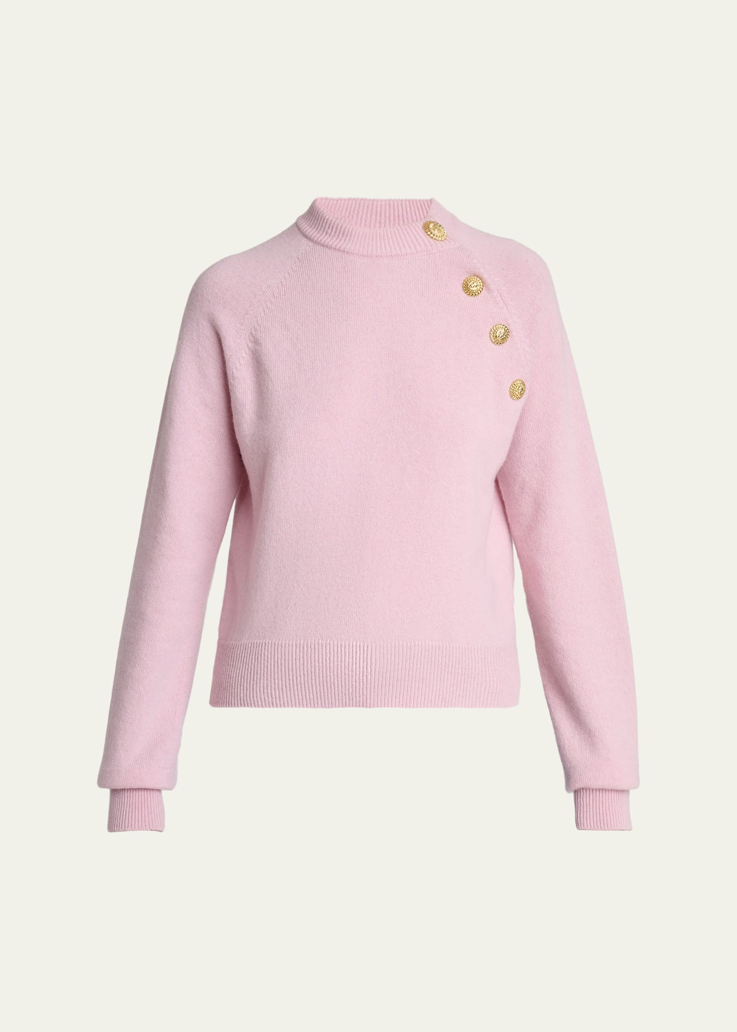 Buttoned Eco-Cashmere Crewneck Sweater