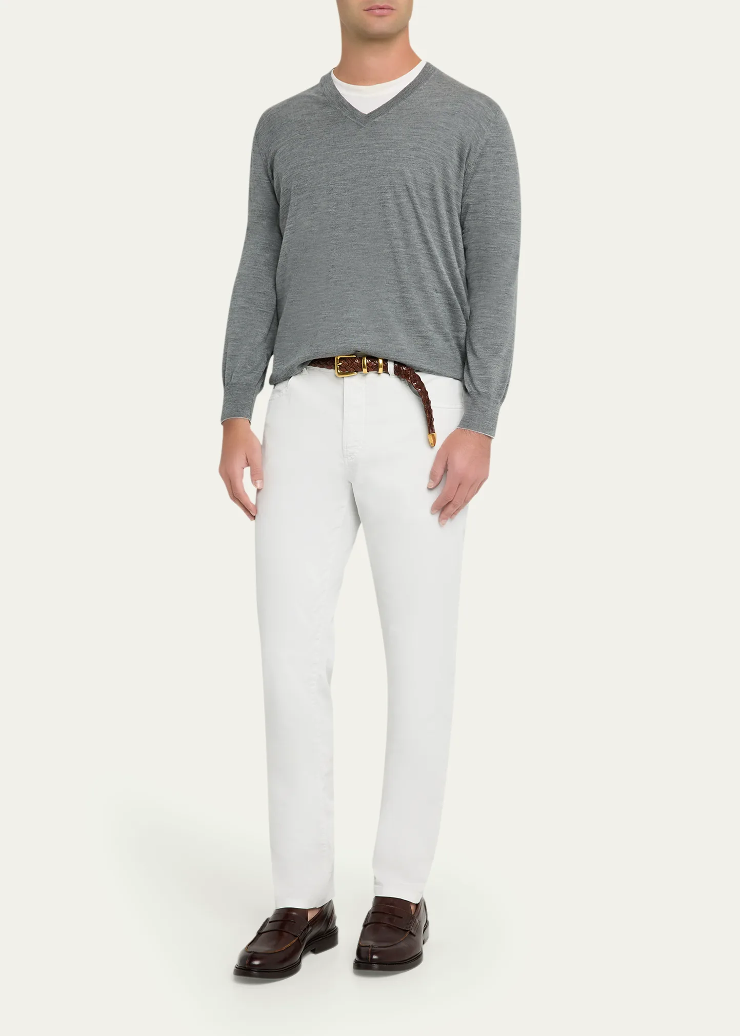 Men's Fine Gauge Wool and Cashmere V-Neck Sweater