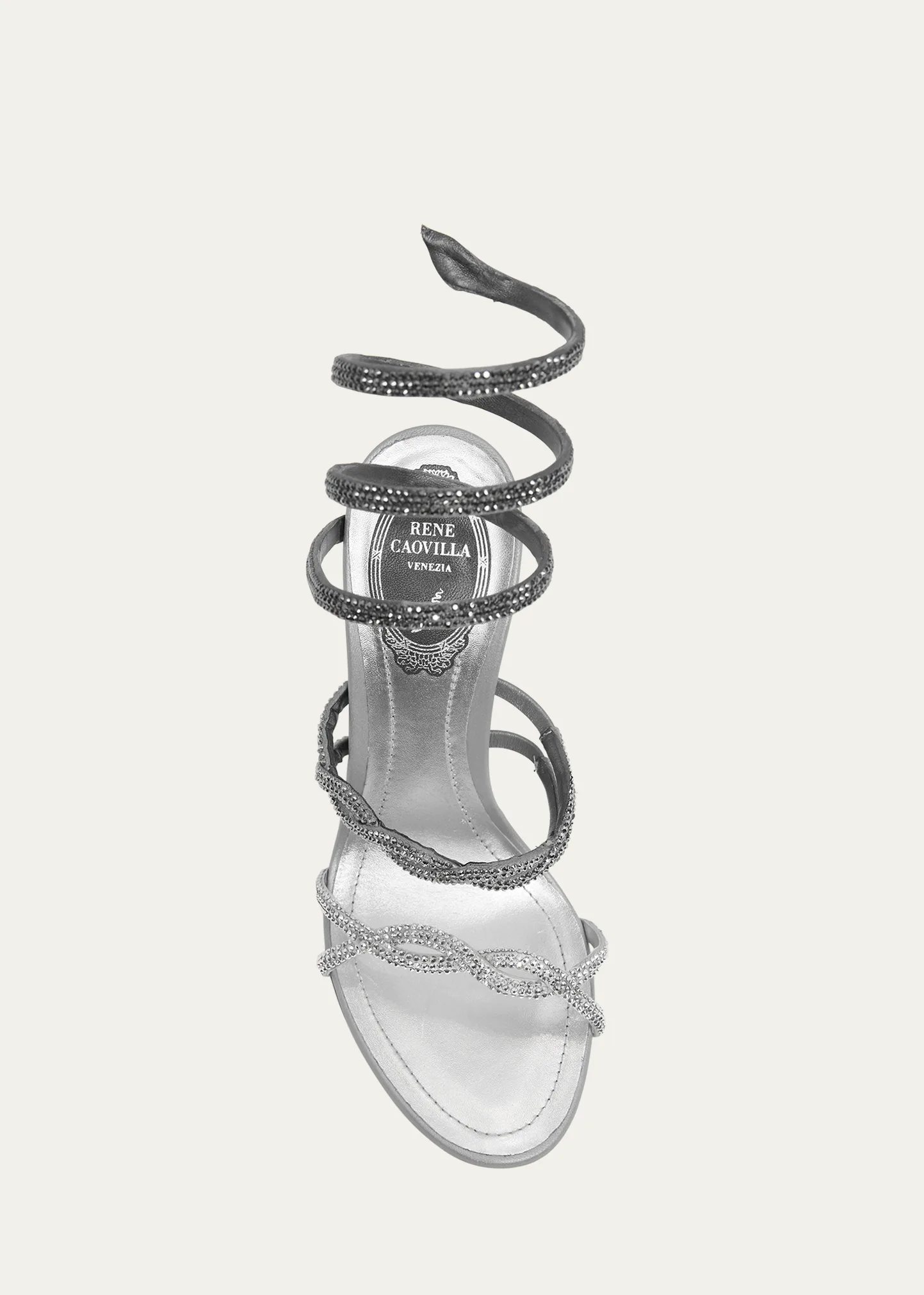 105mm Crystal-Embellished Satin Snake-Wrap Sandals