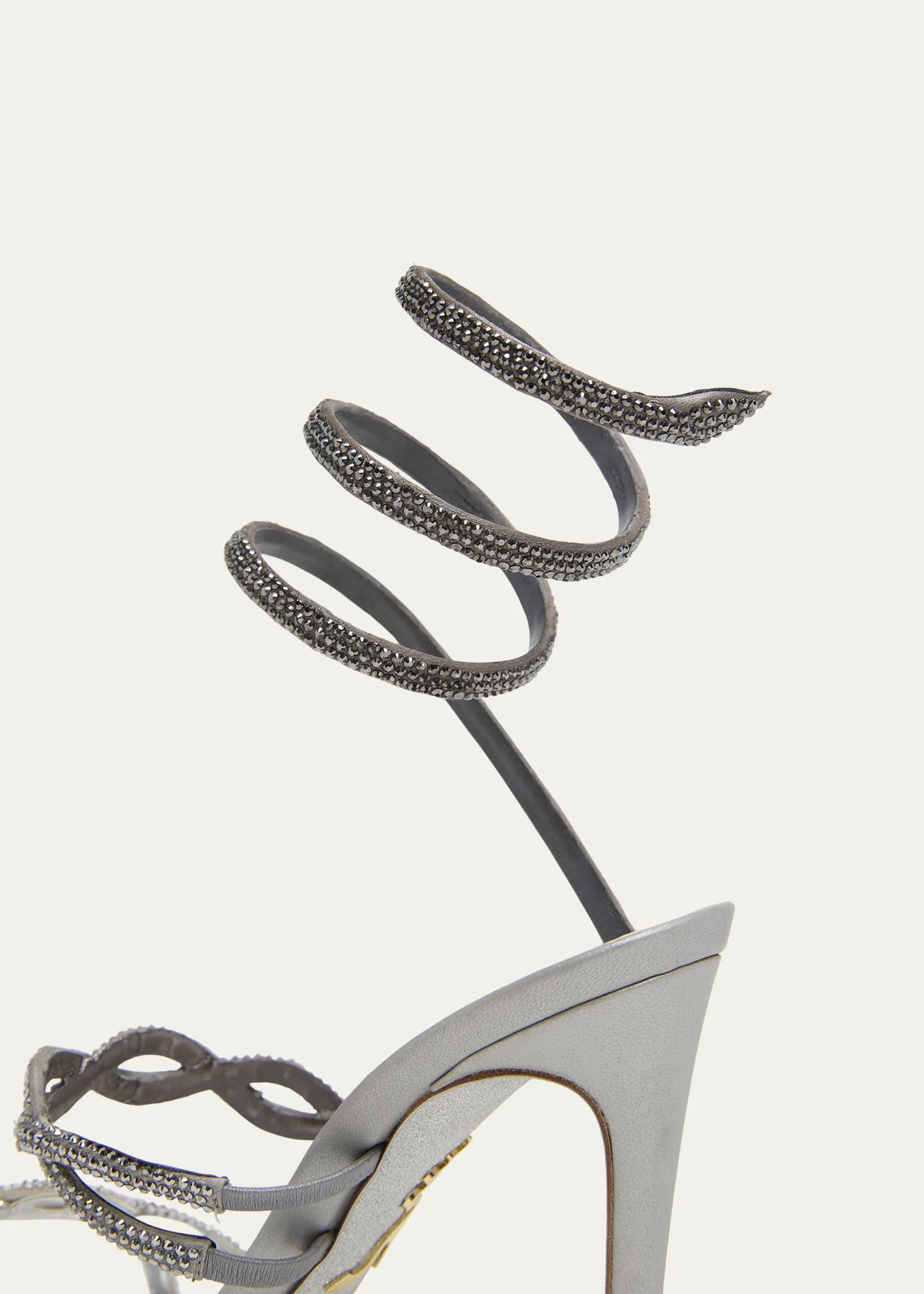 105mm Crystal-Embellished Satin Snake-Wrap Sandals