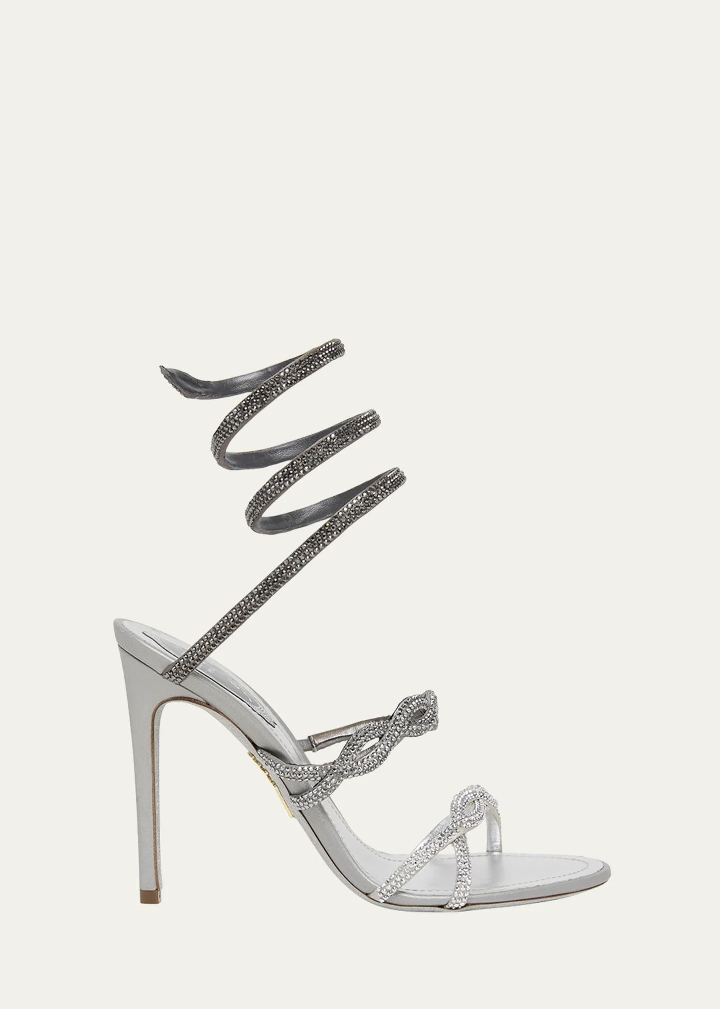 105mm Crystal-Embellished Satin Snake-Wrap Sandals