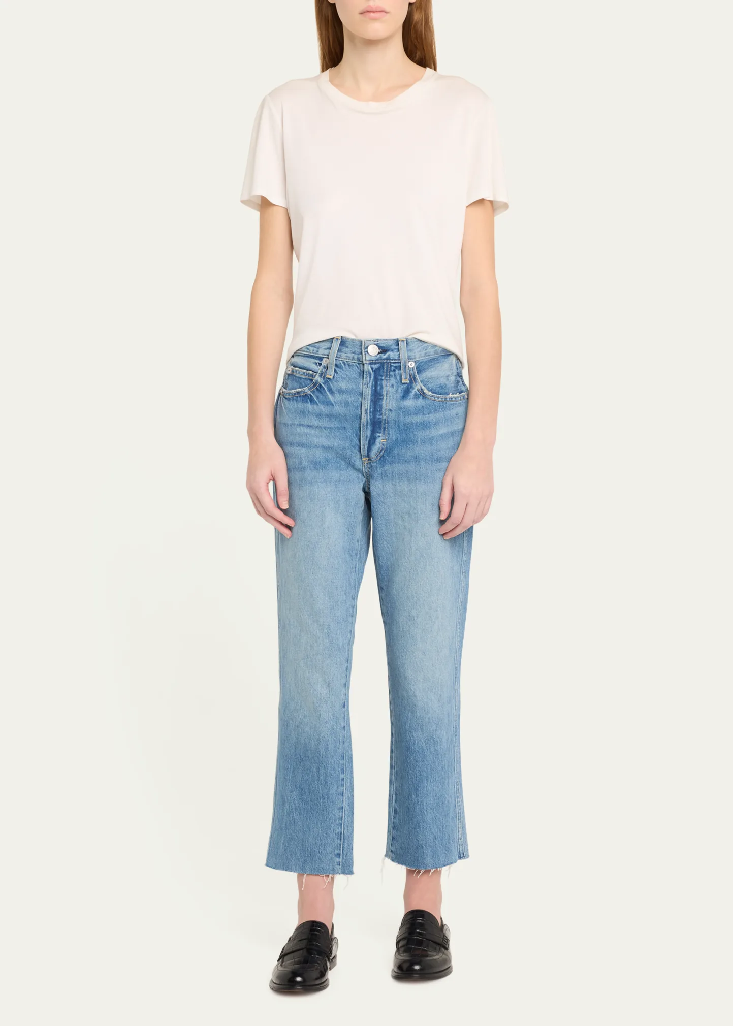 Loverboy High-Rise Cropped Jeans with Frayed Hem